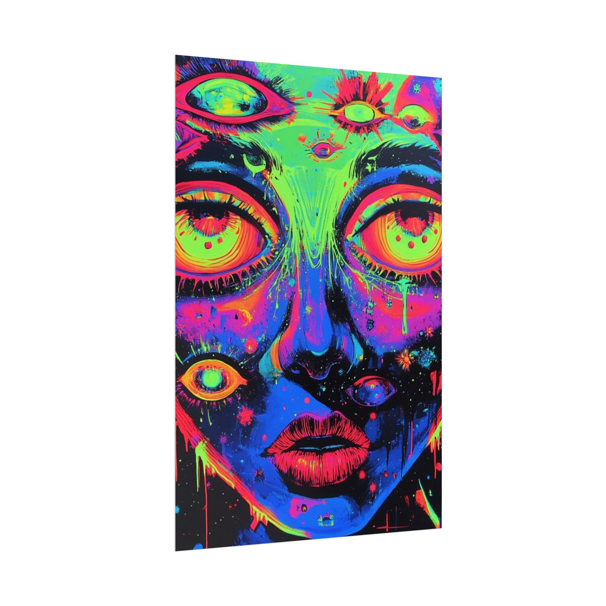 Vibrant Neon Art Poster, Psychedelic Wall Decor, Colorful Home Accent, Unique Gift for Art Lovers, Festival Decor, Boho Wall Art