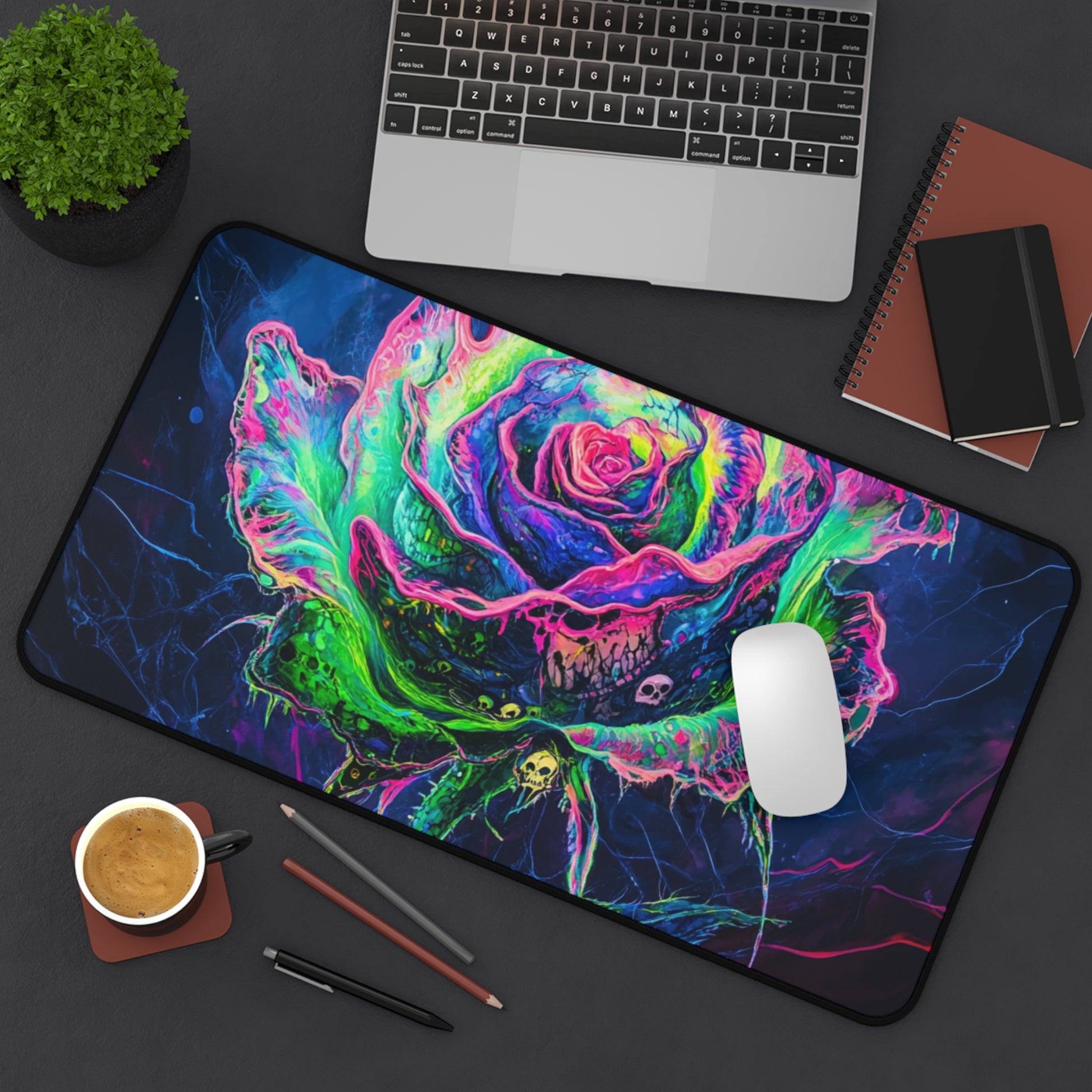 Colorful Rose Desk Mat, Home Office Decor, Gaming Mat, Colorful Mousepad, Floral Desk Accessory, Unique Gift Idea