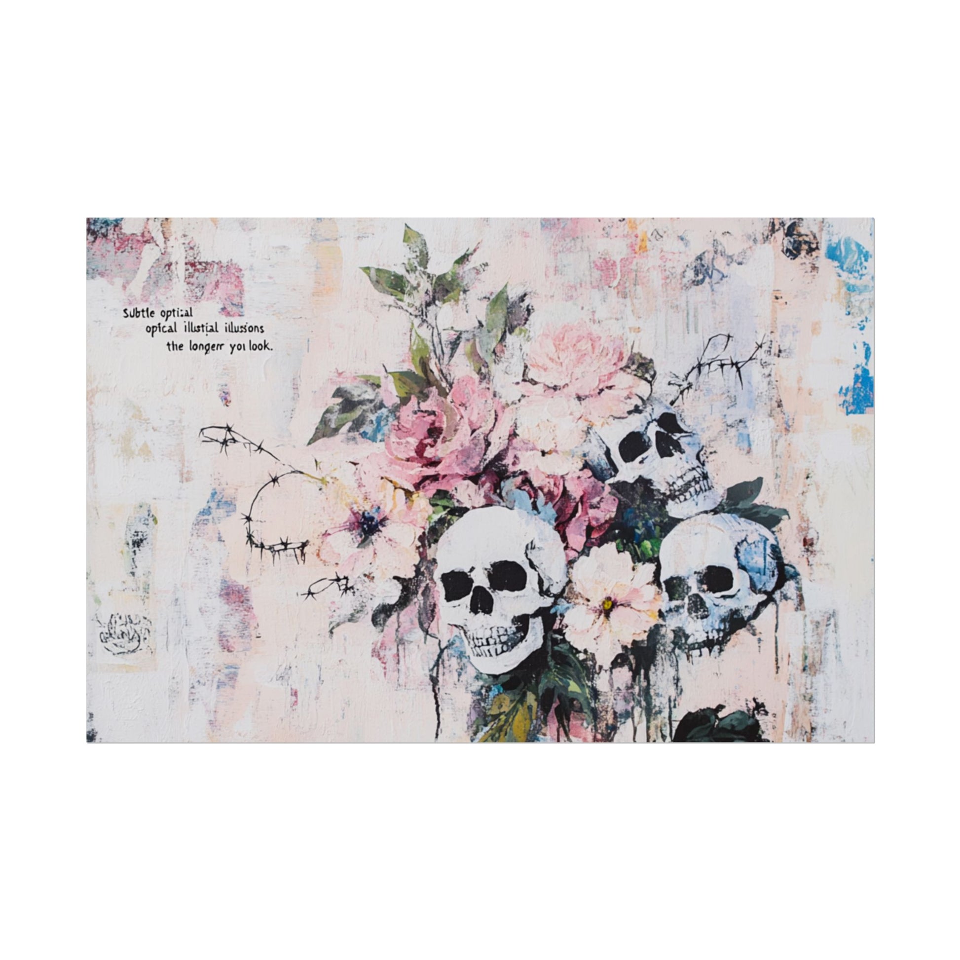 Floral Skull Art Poster, Vintage Wall Decor, Gothic Home Aesthetic, Unique Artwork, Boho Room Styling, Gift for Art Lovers