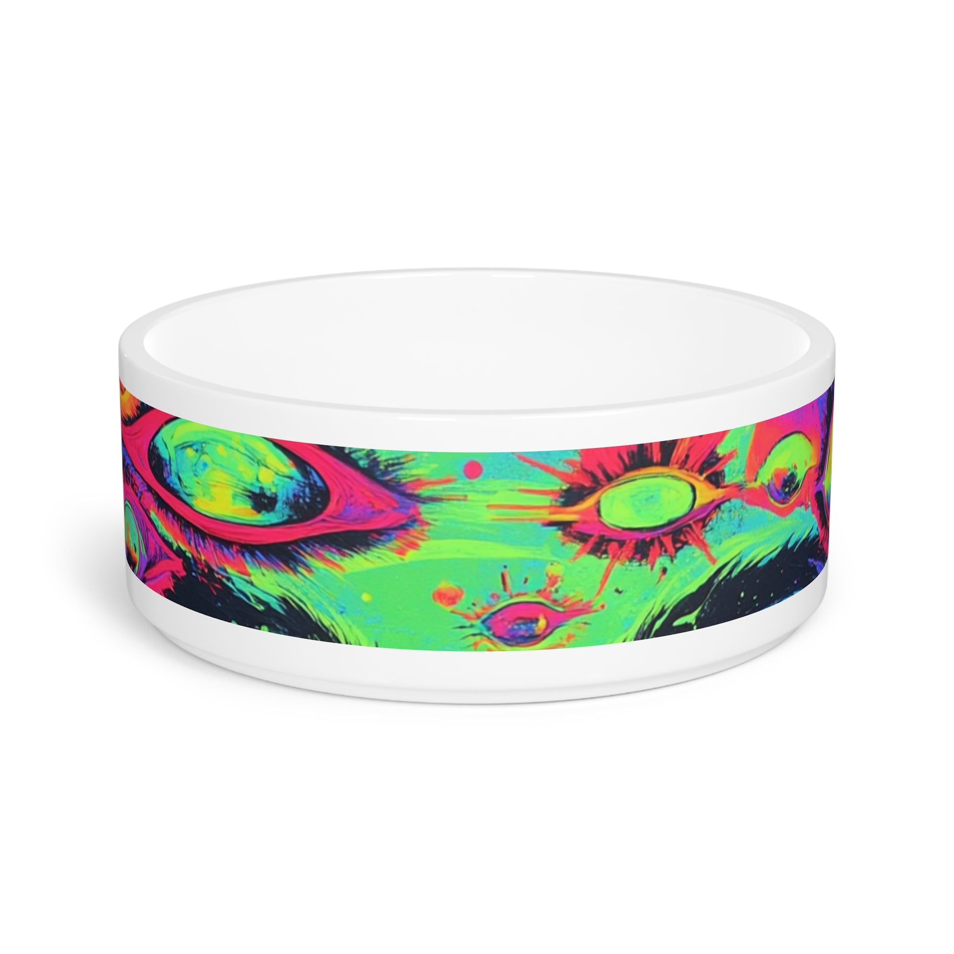 Vibrant Cat Bowl, Colorful Pet Dish, Psychedelic Dog Bowl, Unique Pet Accessory, Bold Food or Water Bowl, Gift for Pet Lovers