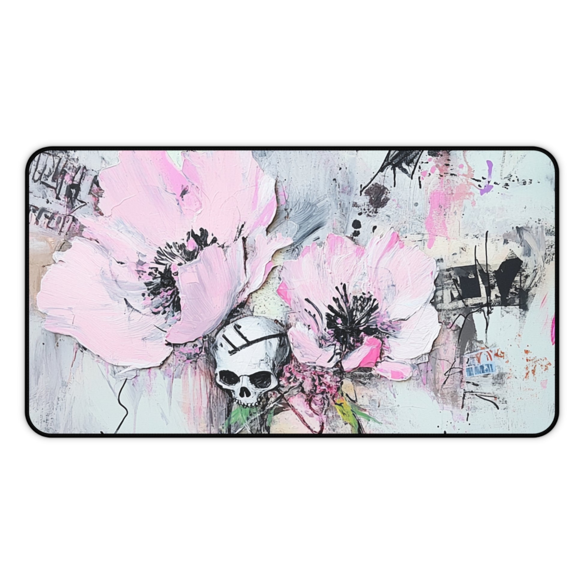 Floral Skull Desk Mat | Aesthetic Office Decor, Gaming Mouse Pad, Unique Gift for Artists, Creative Workspace, Inspirational Table Mat