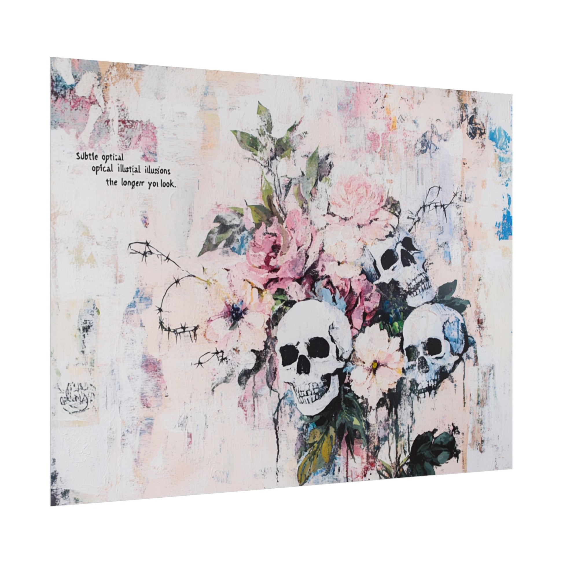 Floral Skull Art Poster, Vintage Wall Decor, Gothic Home Aesthetic, Unique Artwork, Boho Room Styling, Gift for Art Lovers