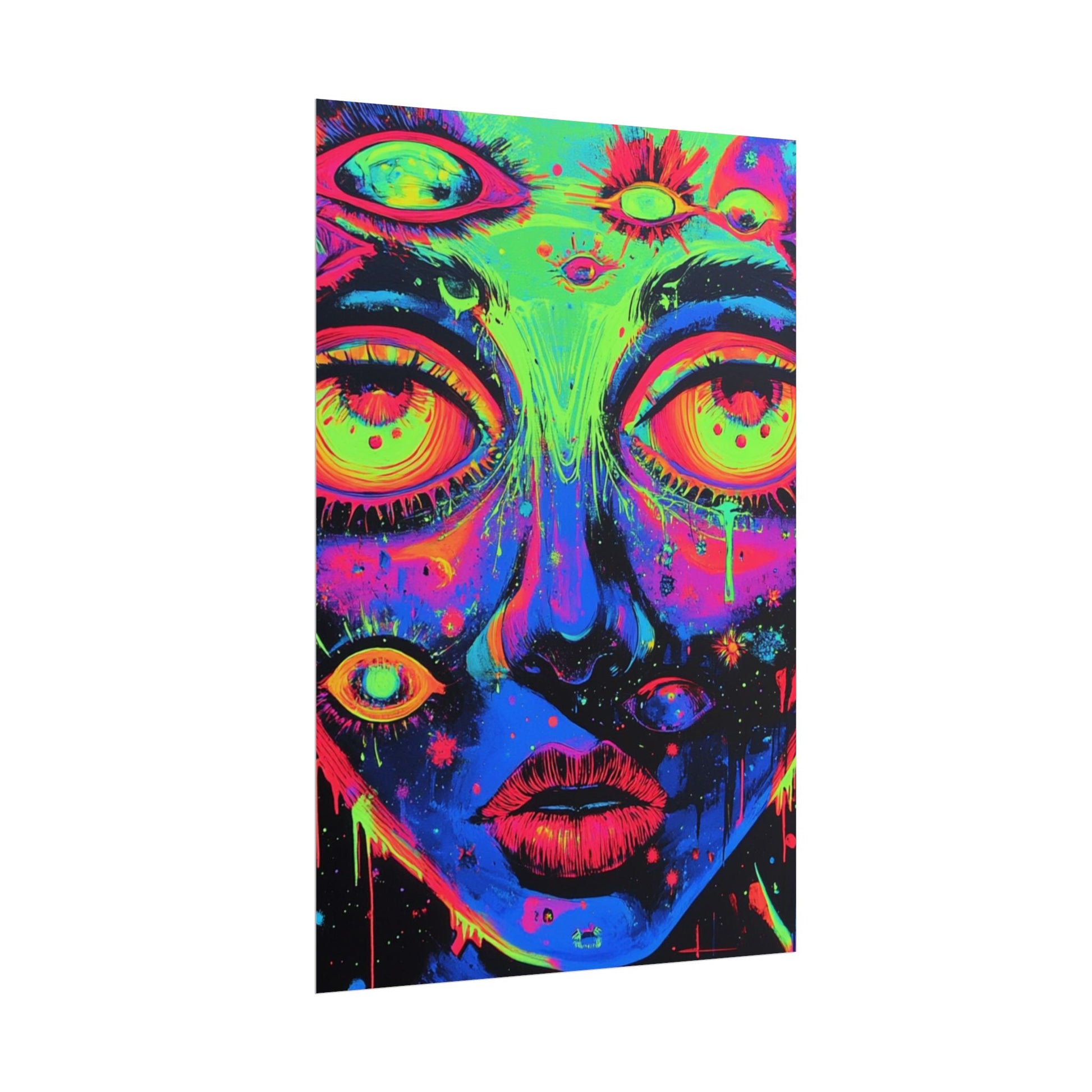Vibrant Neon Art Poster, Psychedelic Wall Decor, Colorful Home Accent, Unique Gift for Art Lovers, Festival Decor, Boho Wall Art