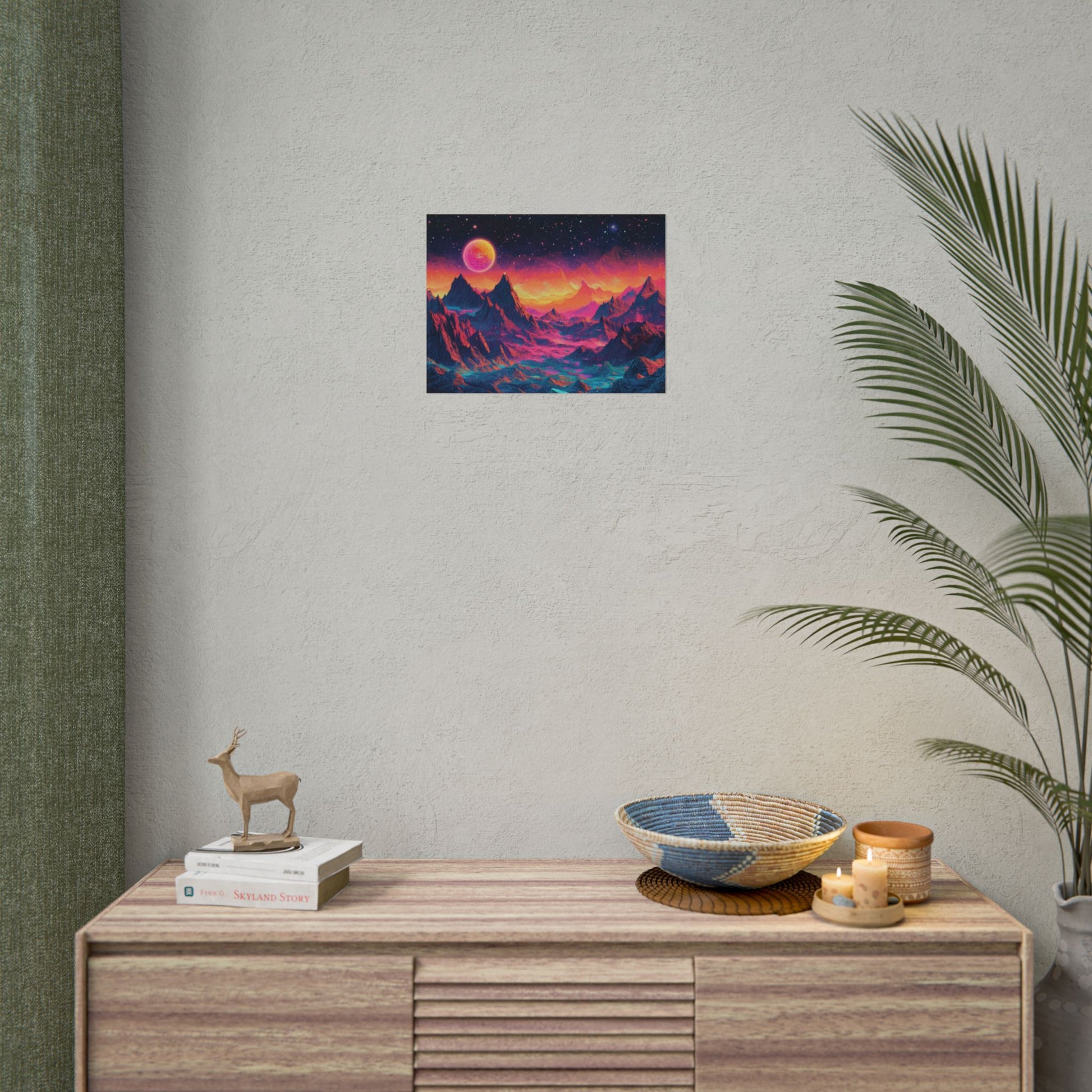 Vibrant Art Print Poster, Cosmic Mountain Wall Decor, Psychedelic Space Art, Colorful Home Decoration, Gift for Nature Lovers