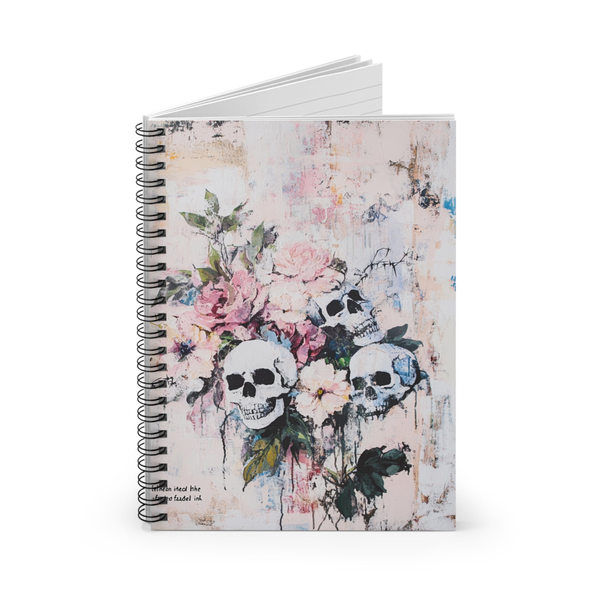 Bohemian Floral Skull Spiral Notebook - Artistic Journal for Creatives, Perfect Gift for Artists, Musicians, & Trendsetters