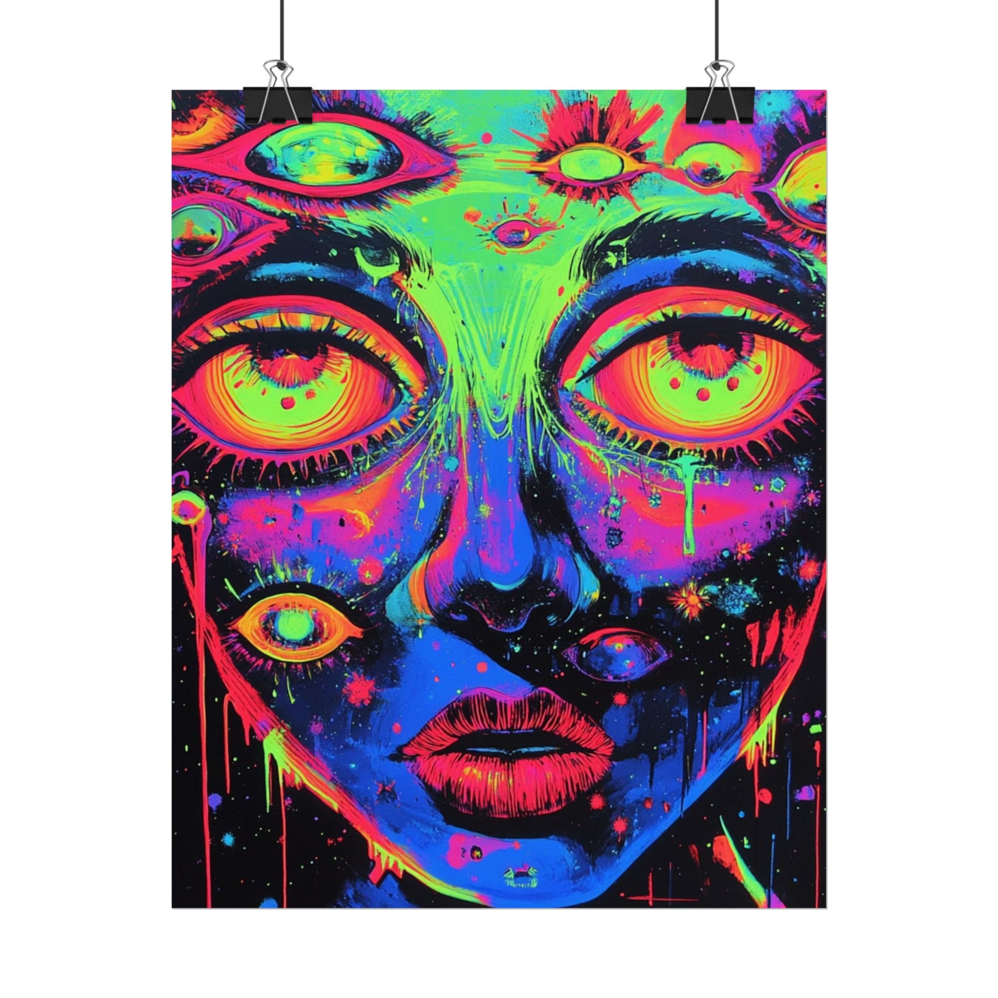 Vibrant Neon Art Poster, Psychedelic Wall Decor, Colorful Home Accent, Unique Gift for Art Lovers, Festival Decor, Boho Wall Art