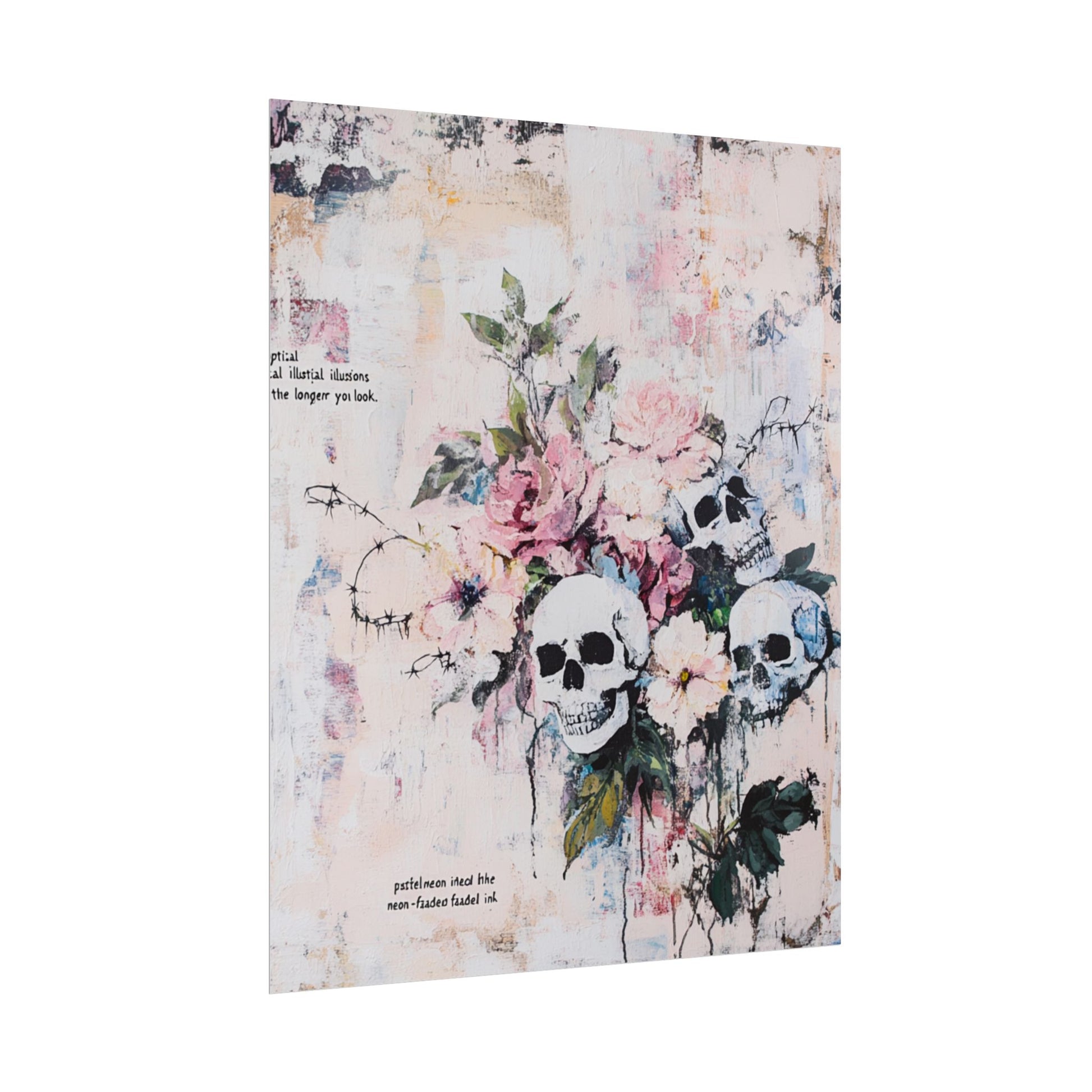 Floral Skull Art Poster, Vintage Wall Decor, Gothic Home Aesthetic, Unique Artwork, Boho Room Styling, Gift for Art Lovers