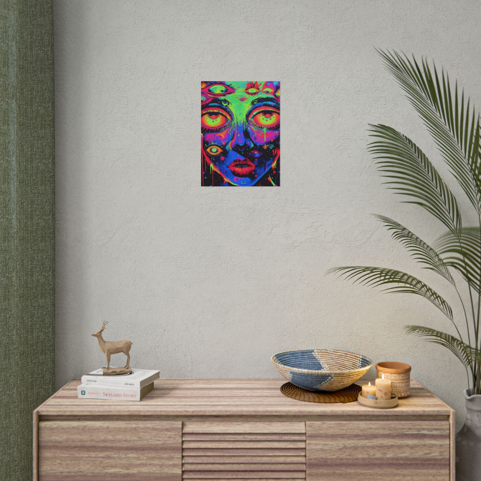 Vibrant Neon Art Poster, Psychedelic Wall Decor, Colorful Home Accent, Unique Gift for Art Lovers, Festival Decor, Boho Wall Art