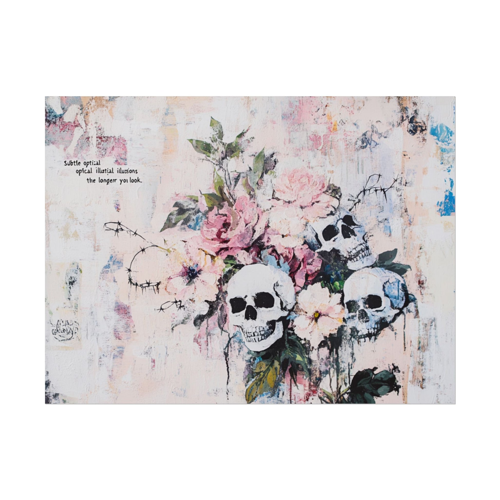 Floral Skull Art Poster, Vintage Wall Decor, Gothic Home Aesthetic, Unique Artwork, Boho Room Styling, Gift for Art Lovers