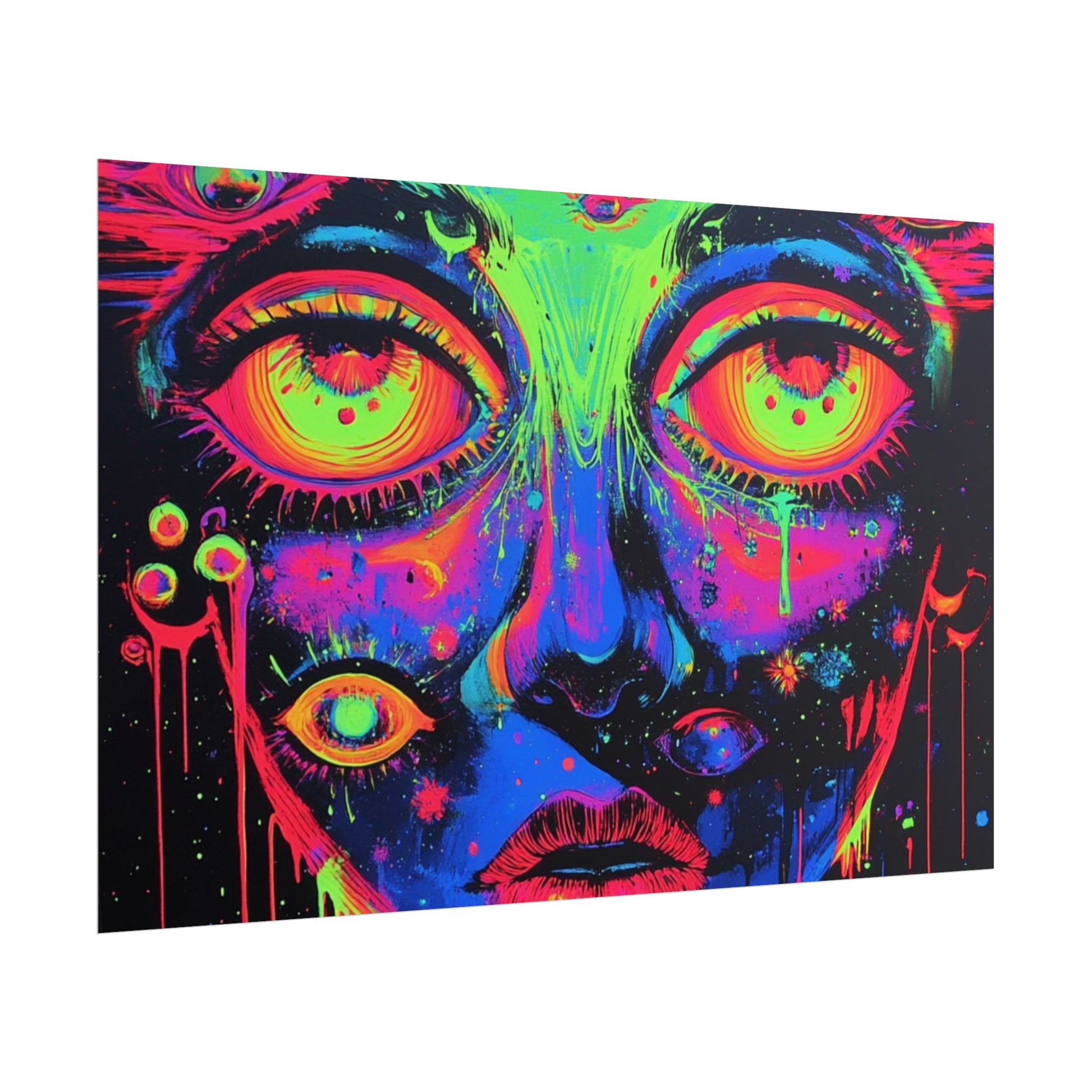 Vibrant Neon Art Poster, Psychedelic Wall Decor, Colorful Home Accent, Unique Gift for Art Lovers, Festival Decor, Boho Wall Art