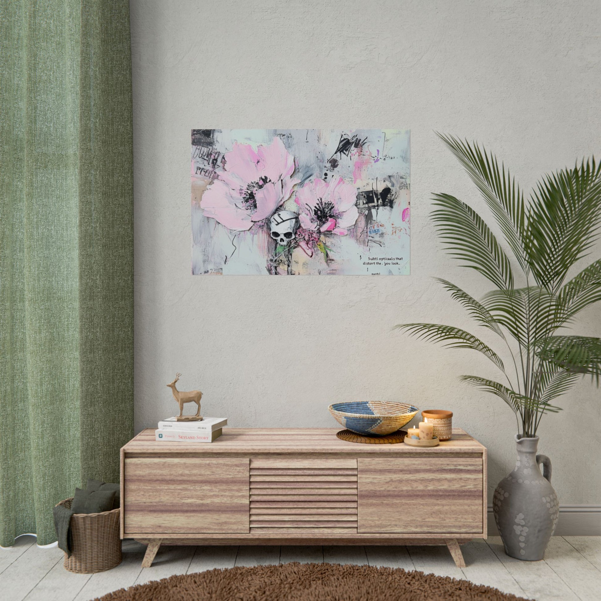 Floral Skull Art Print, Home Decor, Wall Art, Living Room Decor, Gift for Her, Artistic Poster
