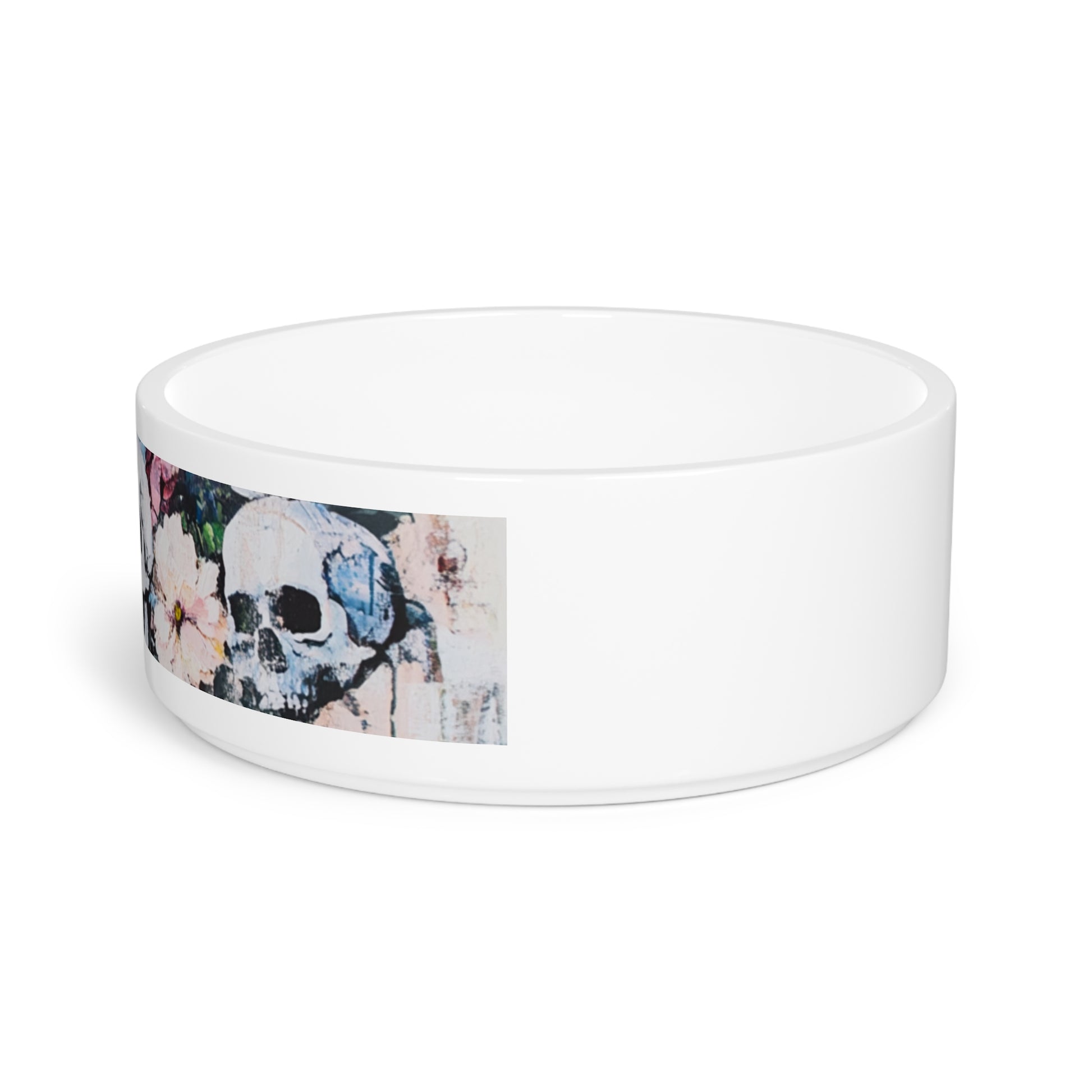 Gothic Pet Bowl, Skull Design Dog Dish, Floral Cat Bowl, Unique Pet Accessory, Halloween Gift for Pets