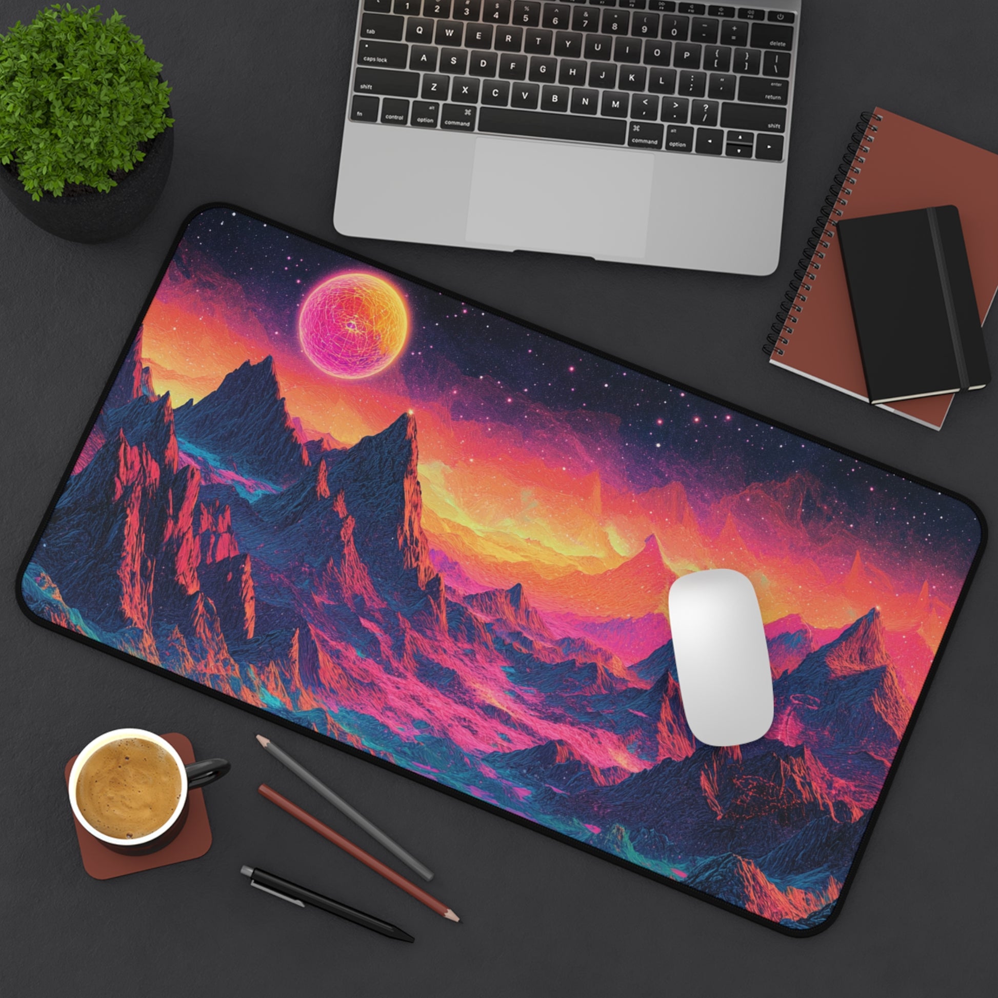 Vibrant Cosmic Desk Mat - Gaming or Office Use, Space Art Mouse Pad, Gift for Tech Lovers, Desk Decor, Unique Workstation Accessory