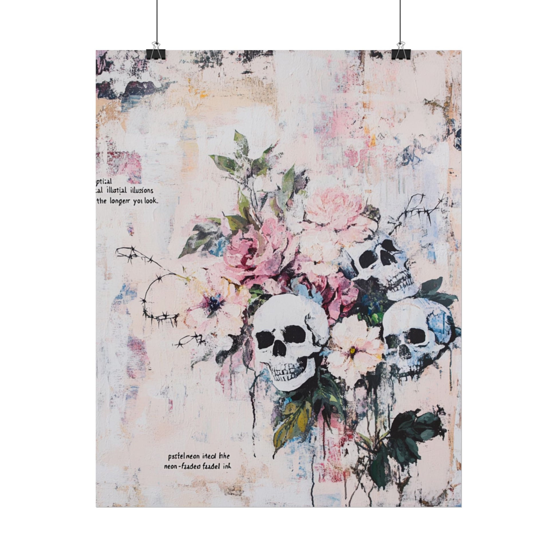 Floral Skull Art Poster, Vintage Wall Decor, Gothic Home Aesthetic, Unique Artwork, Boho Room Styling, Gift for Art Lovers