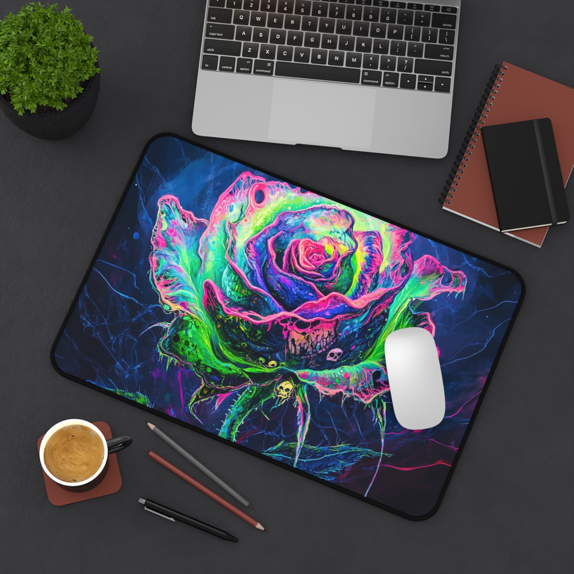 Colorful Rose Desk Mat, Home Office Decor, Gaming Mat, Colorful Mousepad, Floral Desk Accessory, Unique Gift Idea
