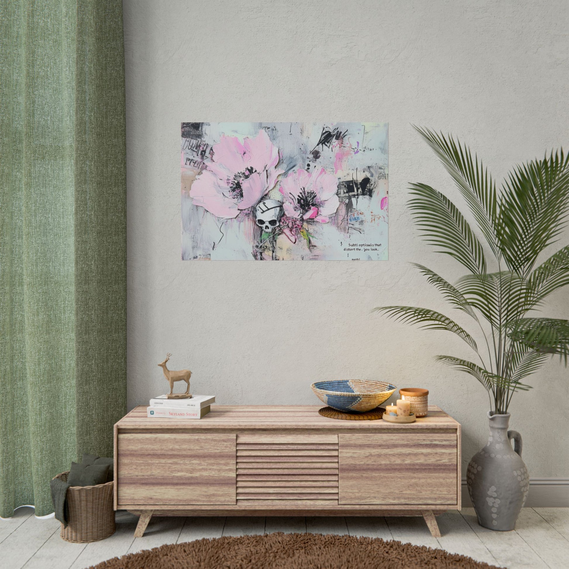 Floral Skull Art Print, Home Decor, Wall Art, Living Room Decor, Gift for Her, Artistic Poster