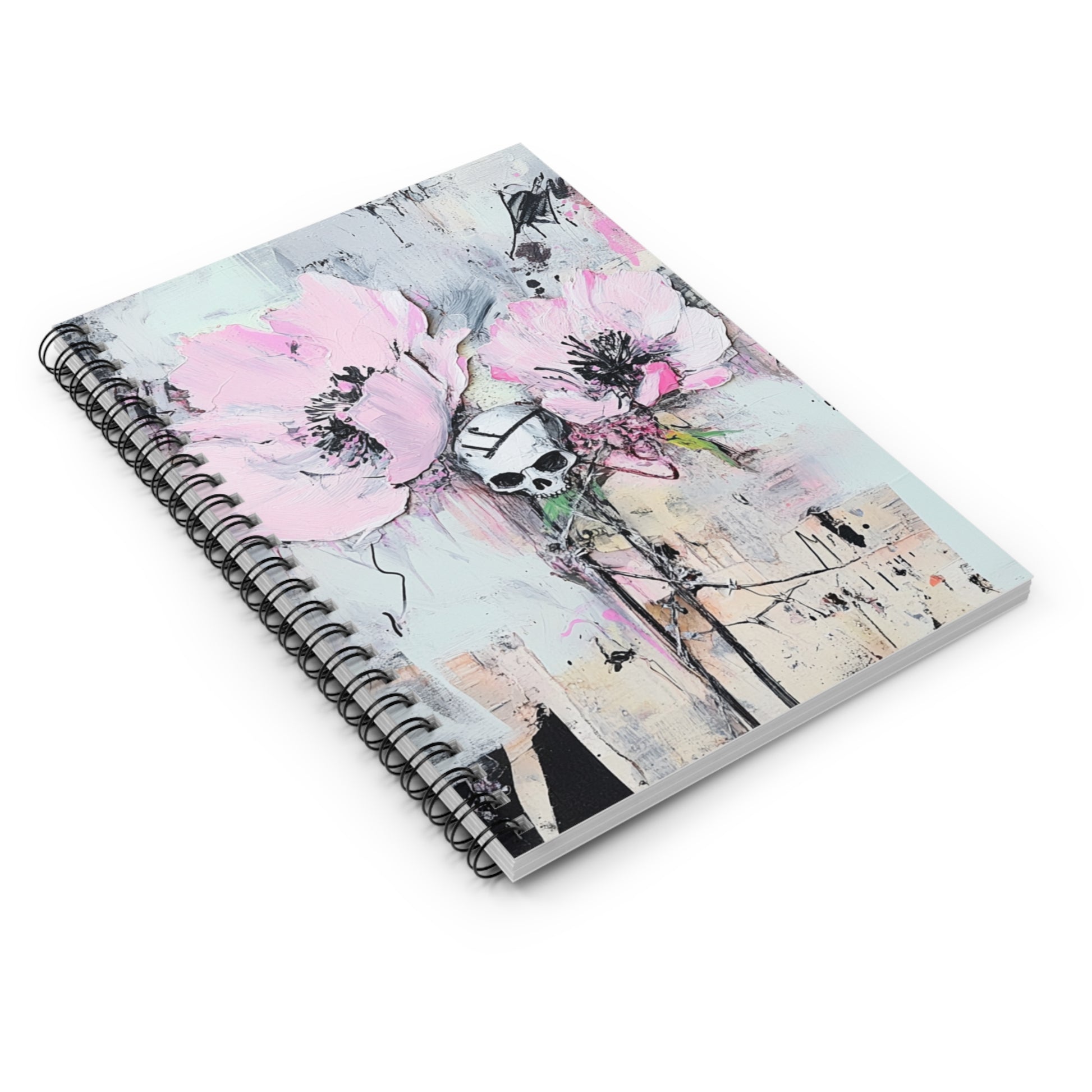 Floral Skull Spiral Notebook - Aesthetic Notepad for Creatives, Journaling, Gifts for Artists, School Supplies, Inspirational Journal