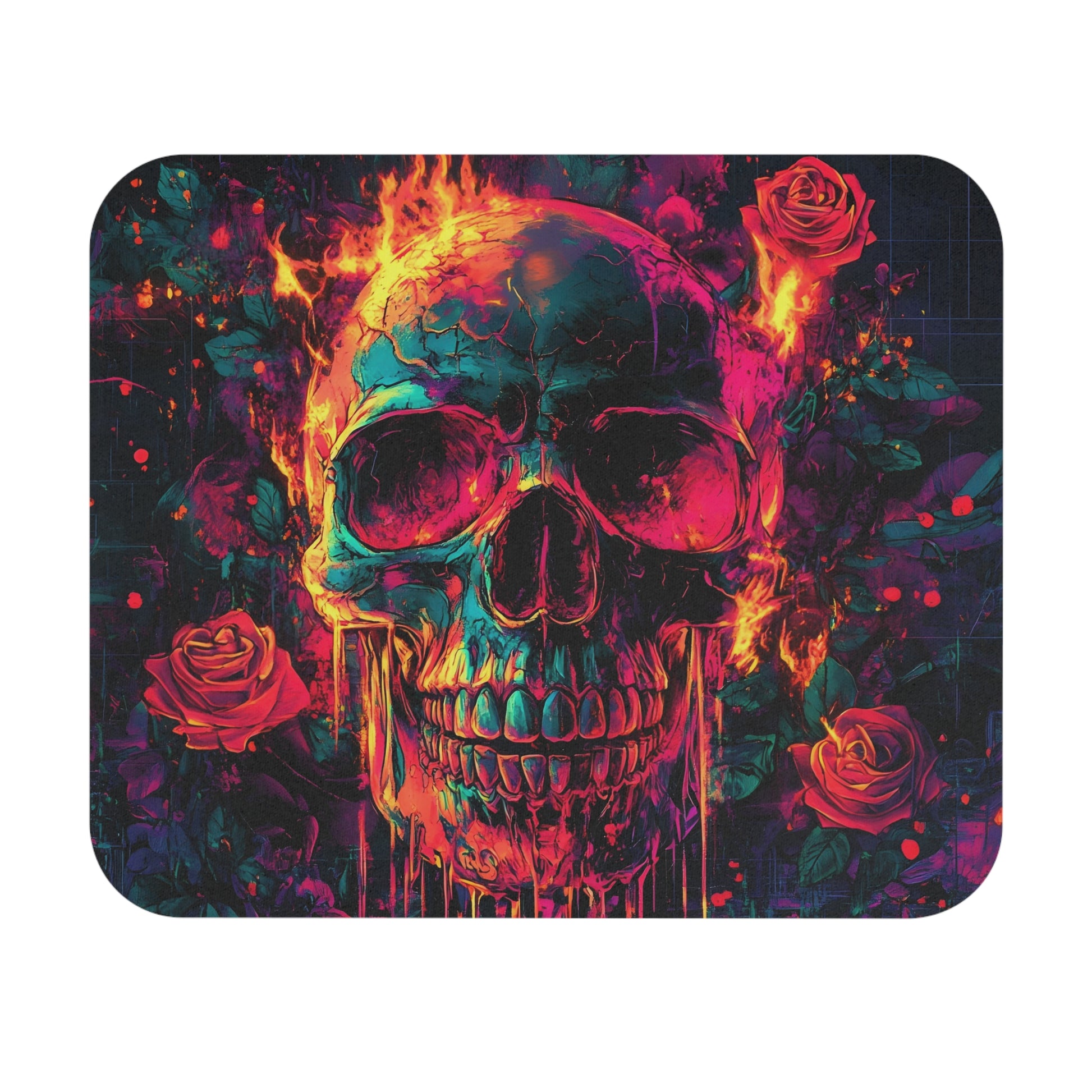 Edgy Skull & Roses Mouse Pad, Colorful Gamer Accessory, Perfect for Home Office, Unique Gift for Halloween or Birthdays