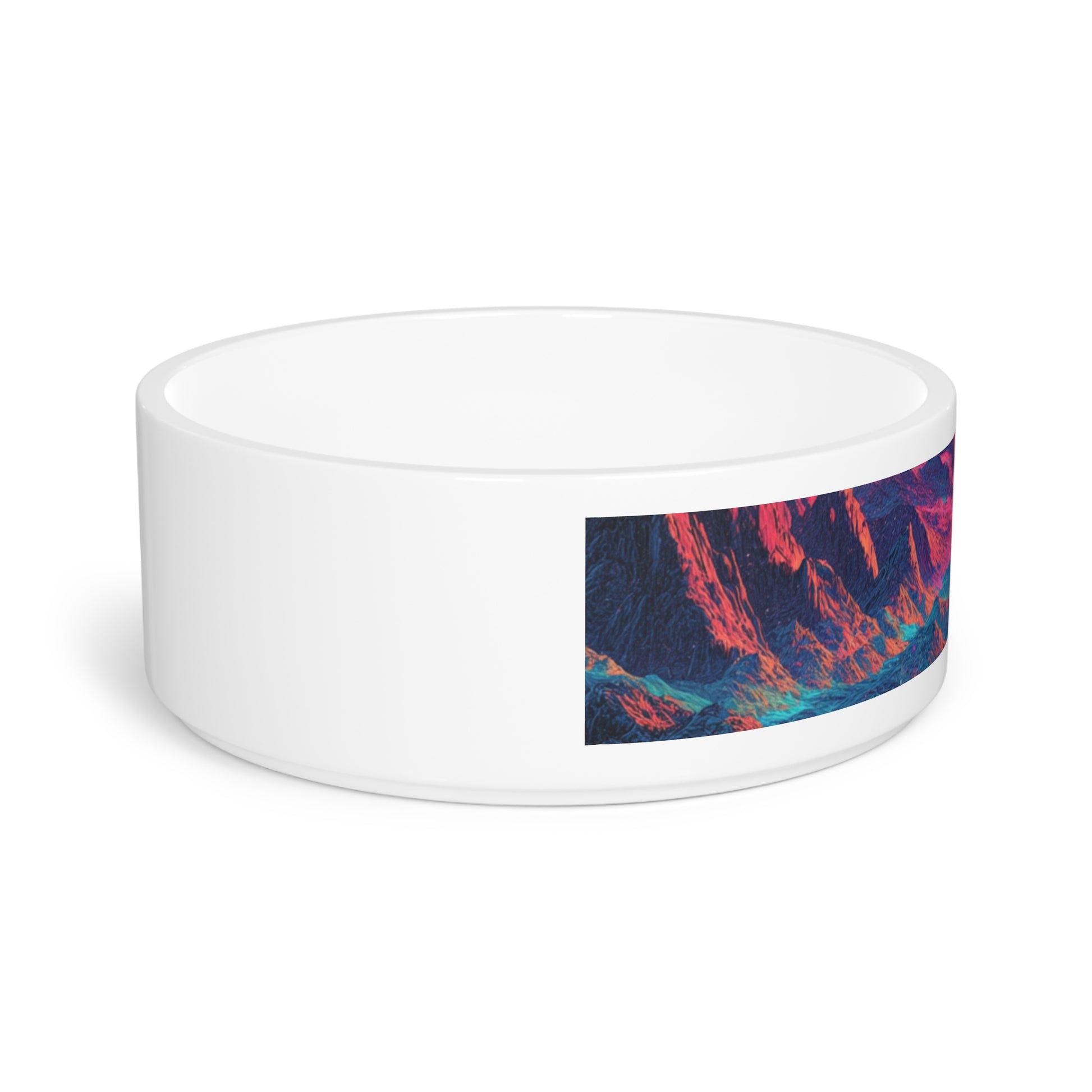 Vibrant Mountain Pet Bowl, Artistic Dog Bowl, Cat Food Dish, Colorful Pet Dish, Unique Pet Supplies, Gift for Pet Lovers