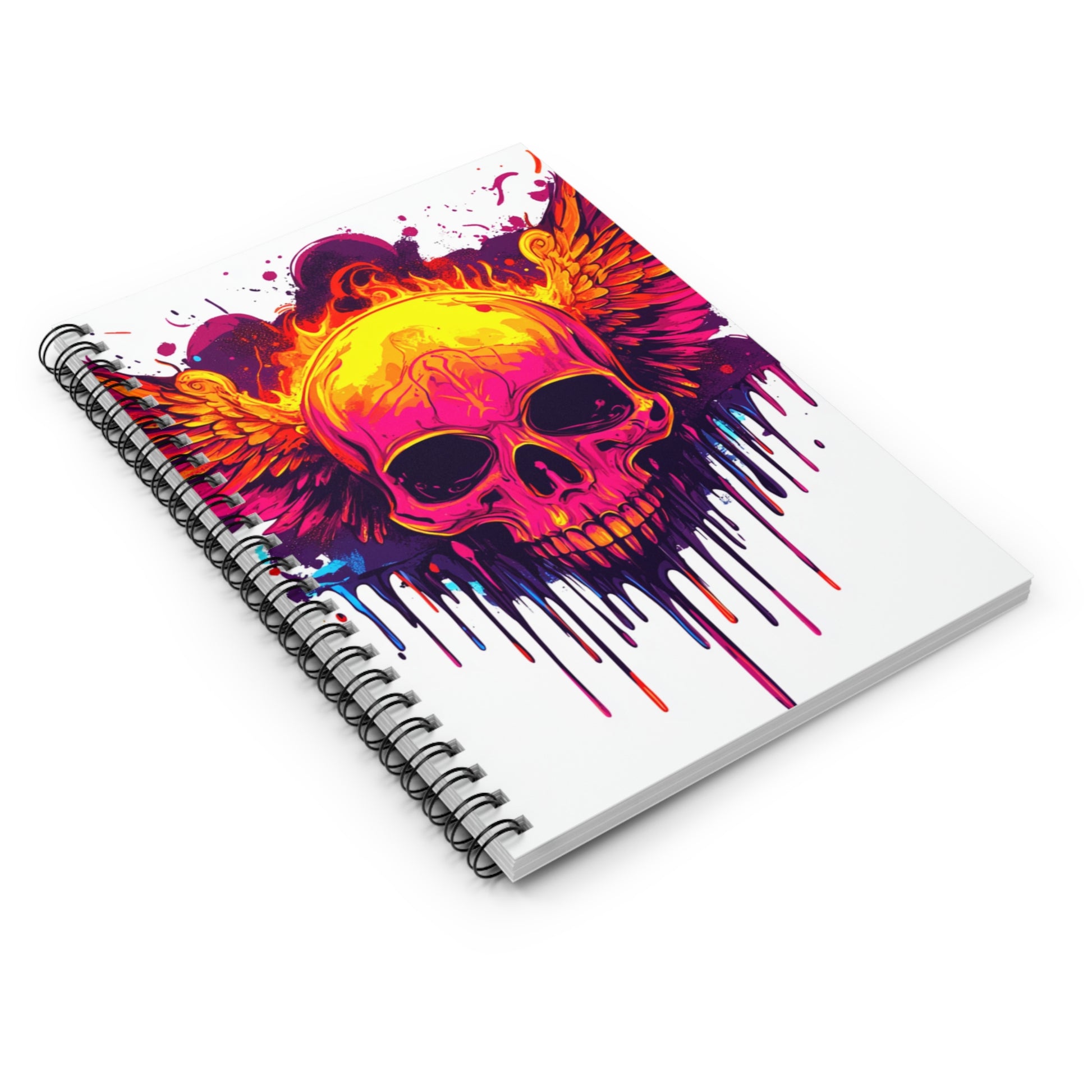 Vibrant Skull Spiral Notebook - Ruled Line, Artistic Journal, Sketchbook, Gift for Artists, Punk Style Notebook, Unique Writing Pad
