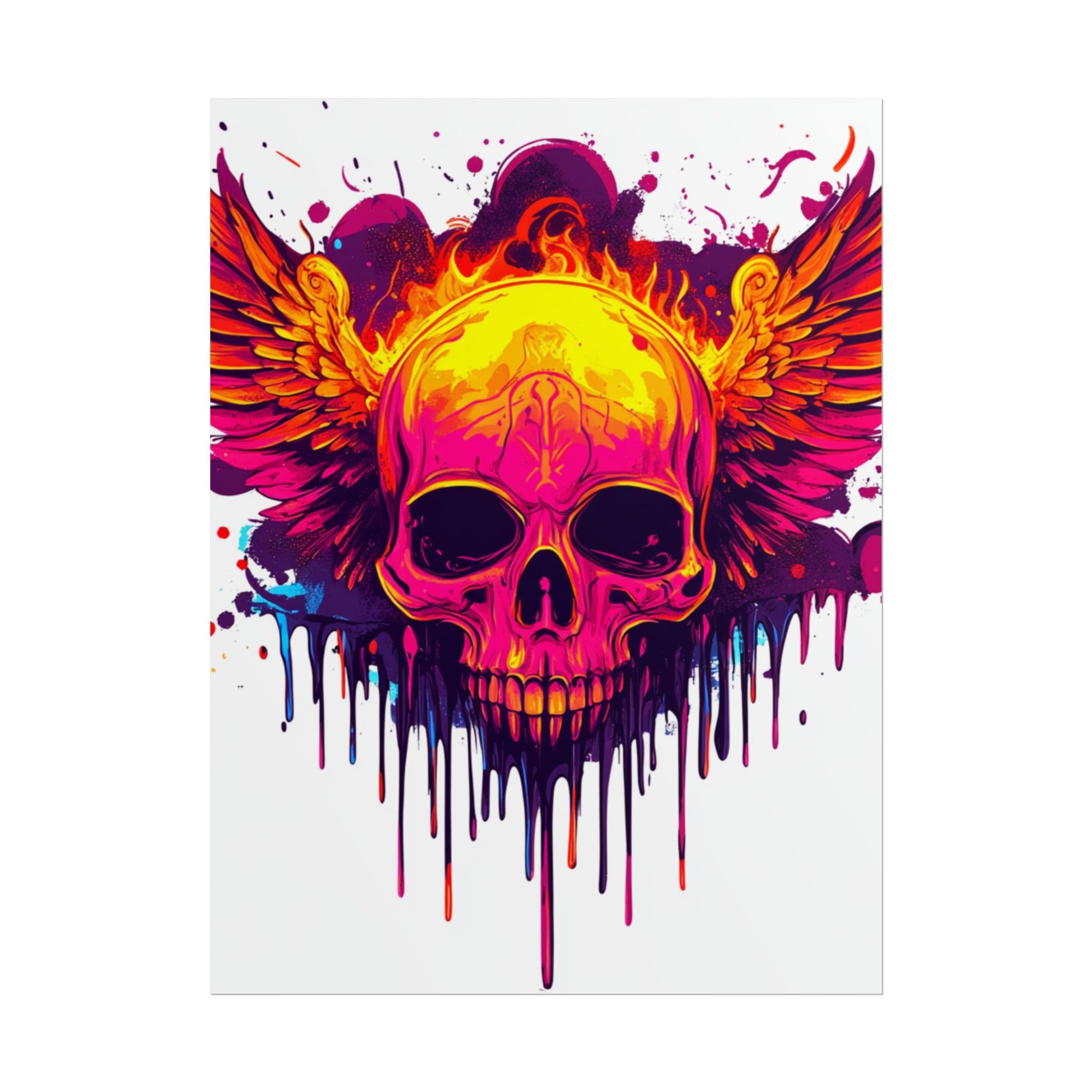 Vibrant Skull Art Print - Bohemian Home Decor, Wall Art, Gift for Rock Lovers, Festival Decor, Unique Artwork
