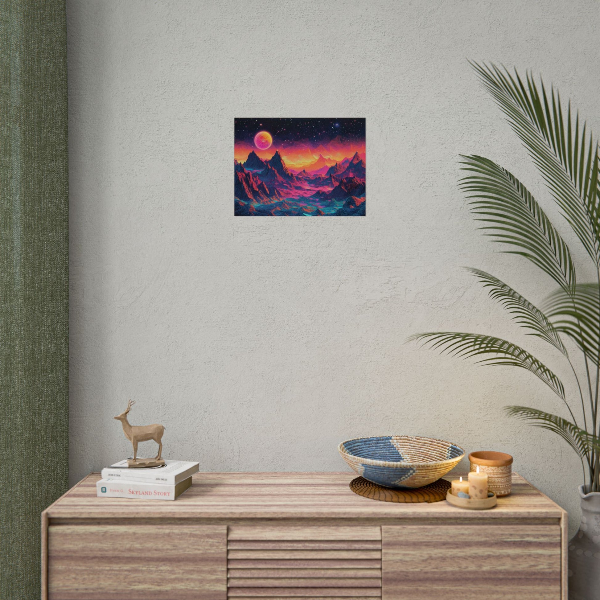 Vibrant Art Print Poster, Cosmic Mountain Wall Decor, Psychedelic Space Art, Colorful Home Decoration, Gift for Nature Lovers
