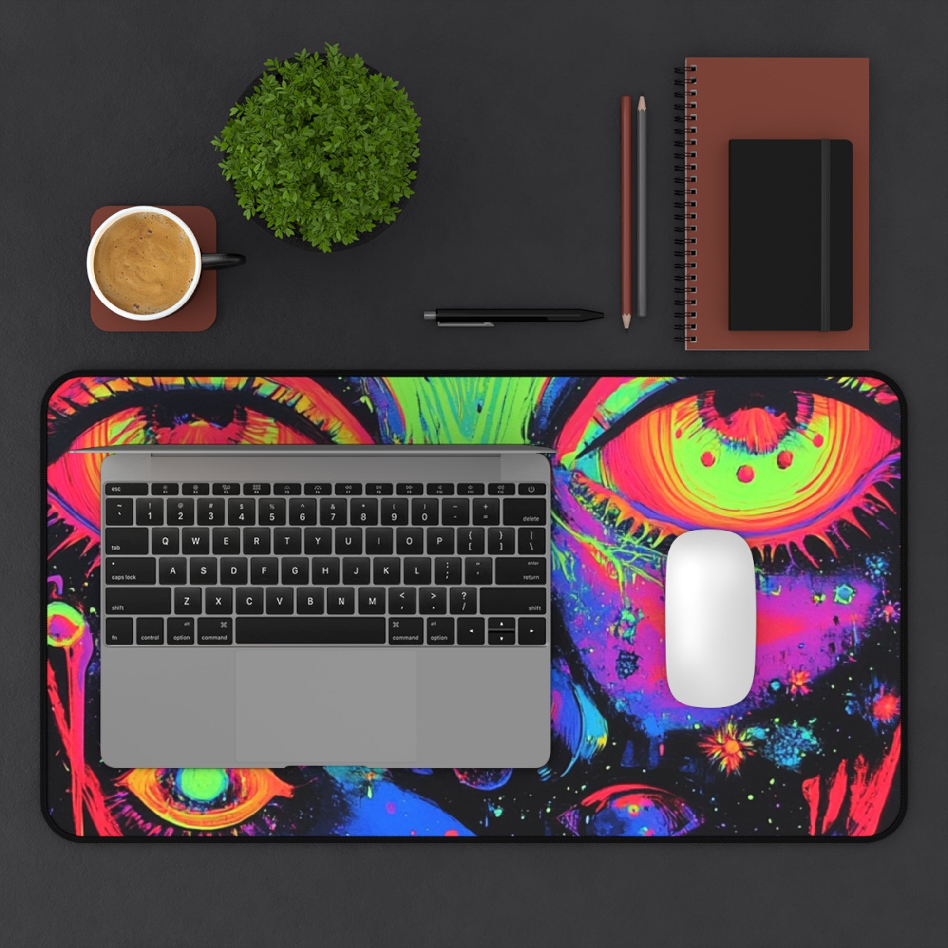 Psychedelic Art Desk Mat, Colorful Office Decor, Gaming Mouse Pad, Unique Gift for Artists, Vibrant Home Workspace