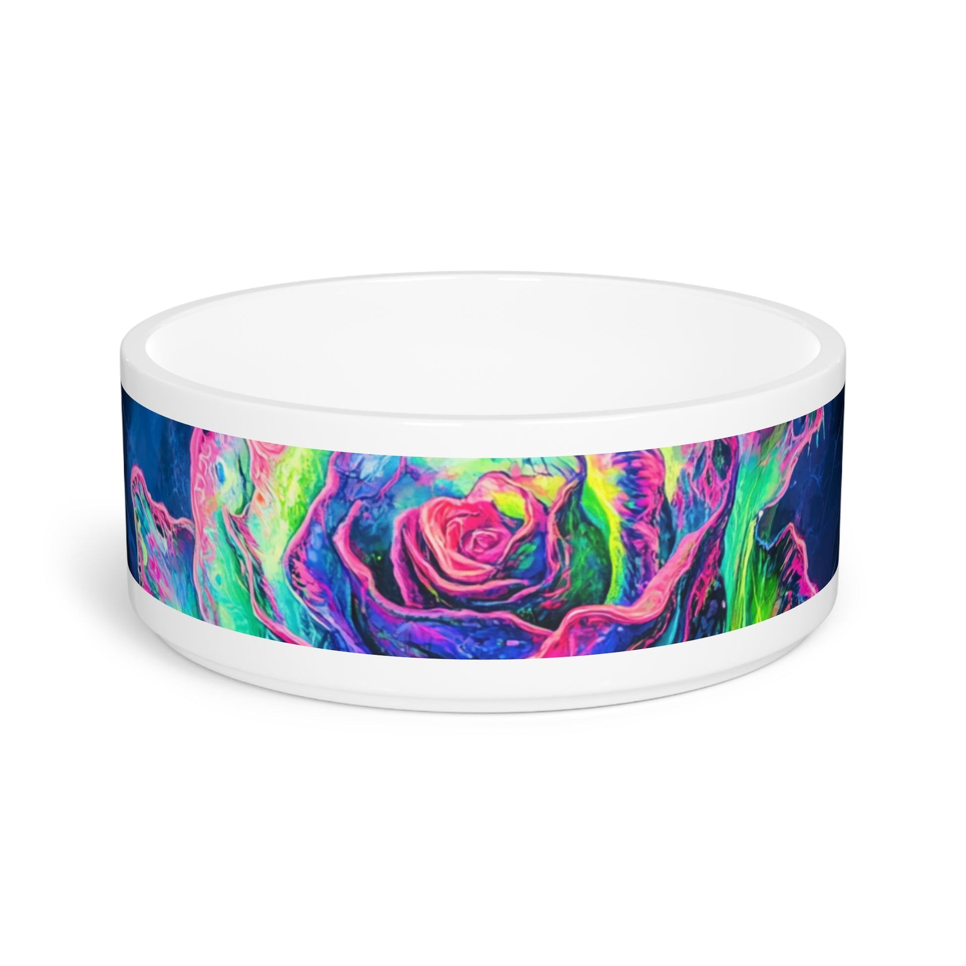 Vibrant Rose Pet Bowl - Colorful Dog Dish, Cat Bowl, Pet Feeding Station, Floral Pet Accessories, Unique Gifts for Pet Lovers
