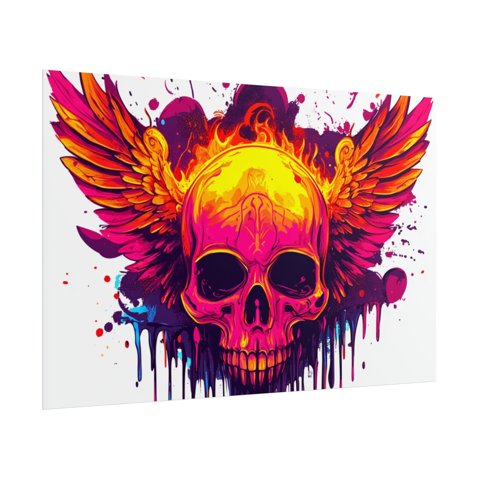 Vibrant Skull Art Print - Bohemian Home Decor, Wall Art, Gift for Rock Lovers, Festival Decor, Unique Artwork