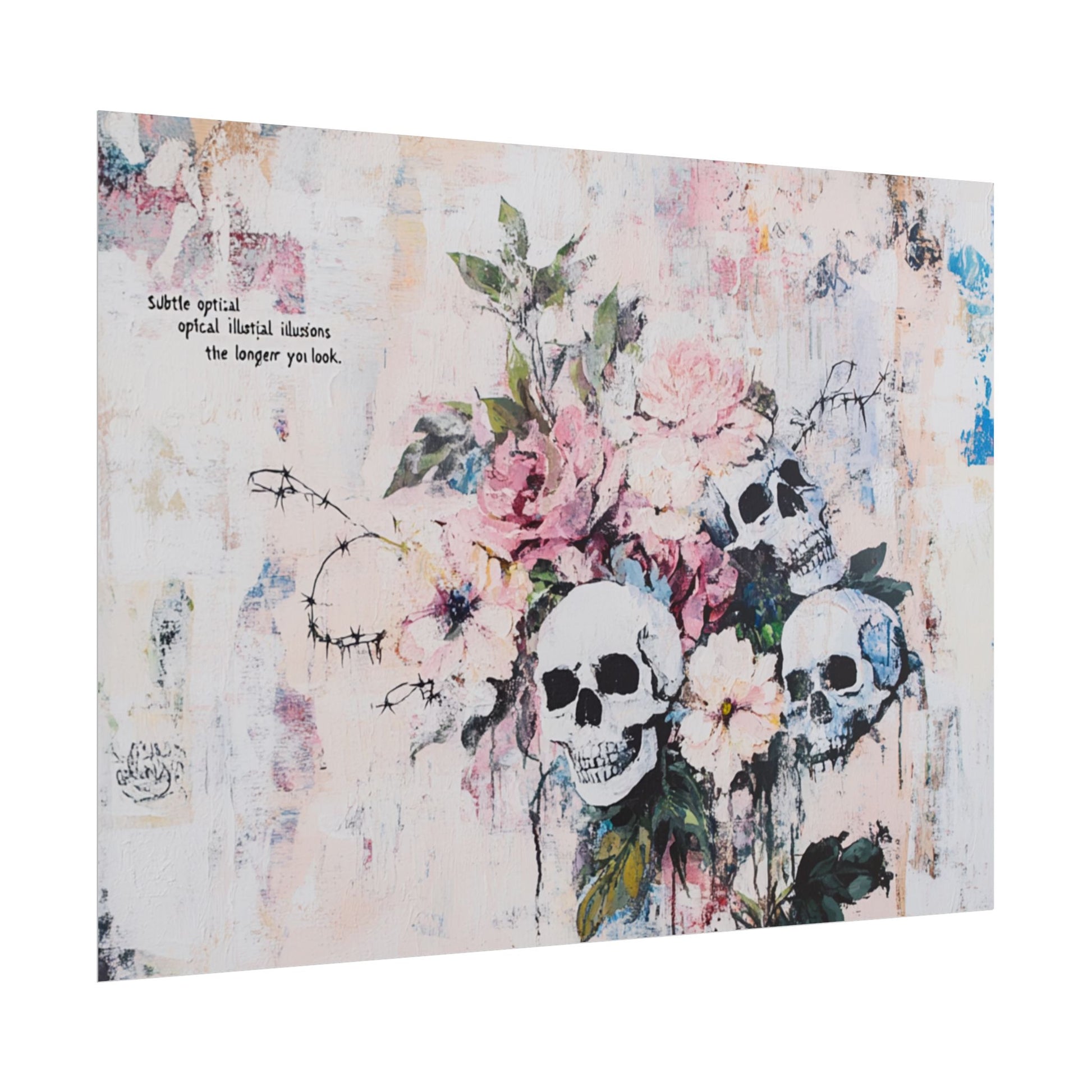 Floral Skull Art Poster, Vintage Wall Decor, Gothic Home Aesthetic, Unique Artwork, Boho Room Styling, Gift for Art Lovers
