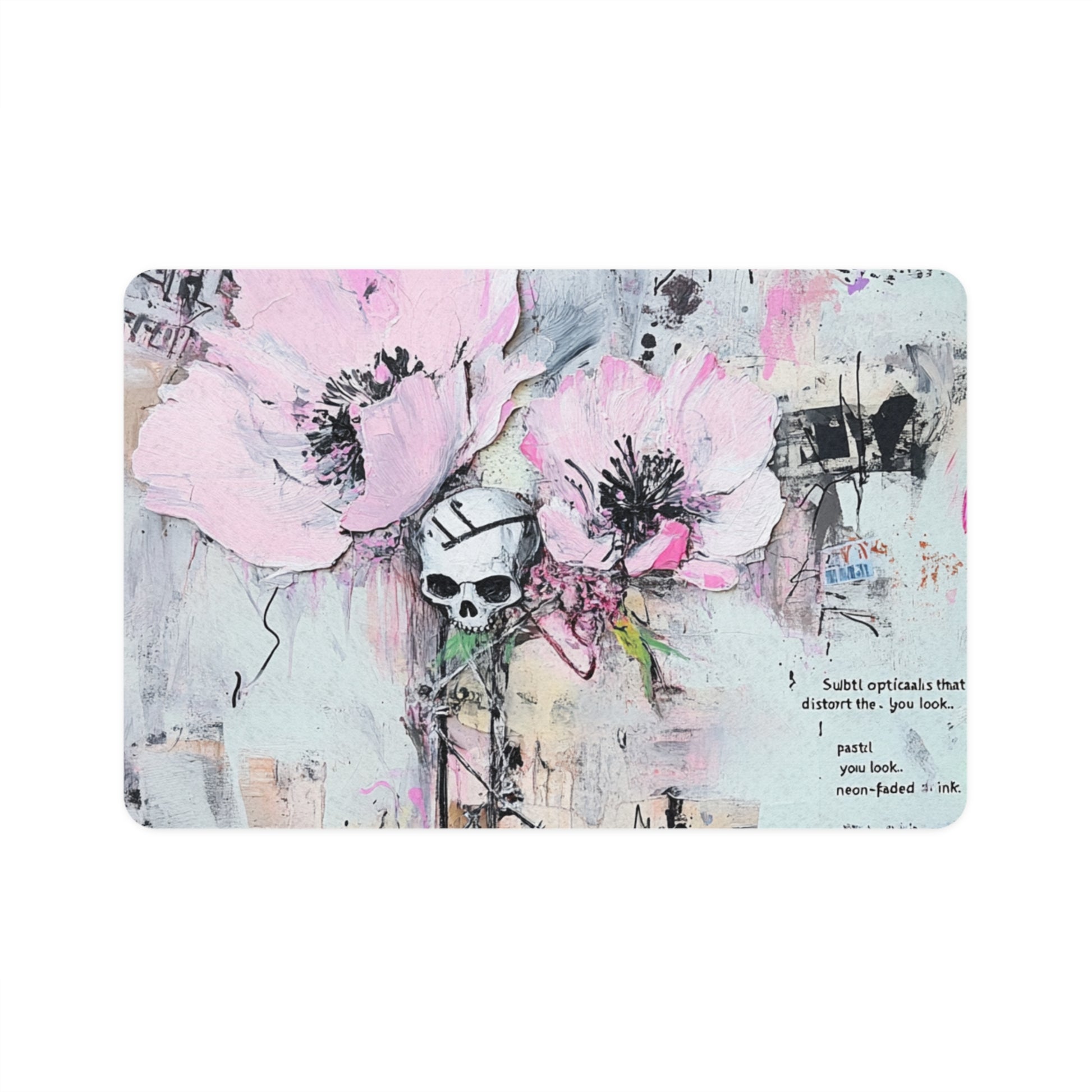 Pet Food Mat with Floral Skull Design - Stylish Pet Feeding Station, Dog Food Mat, Cat Food Mat, Kitchen Decor, Unique Pet Gifts