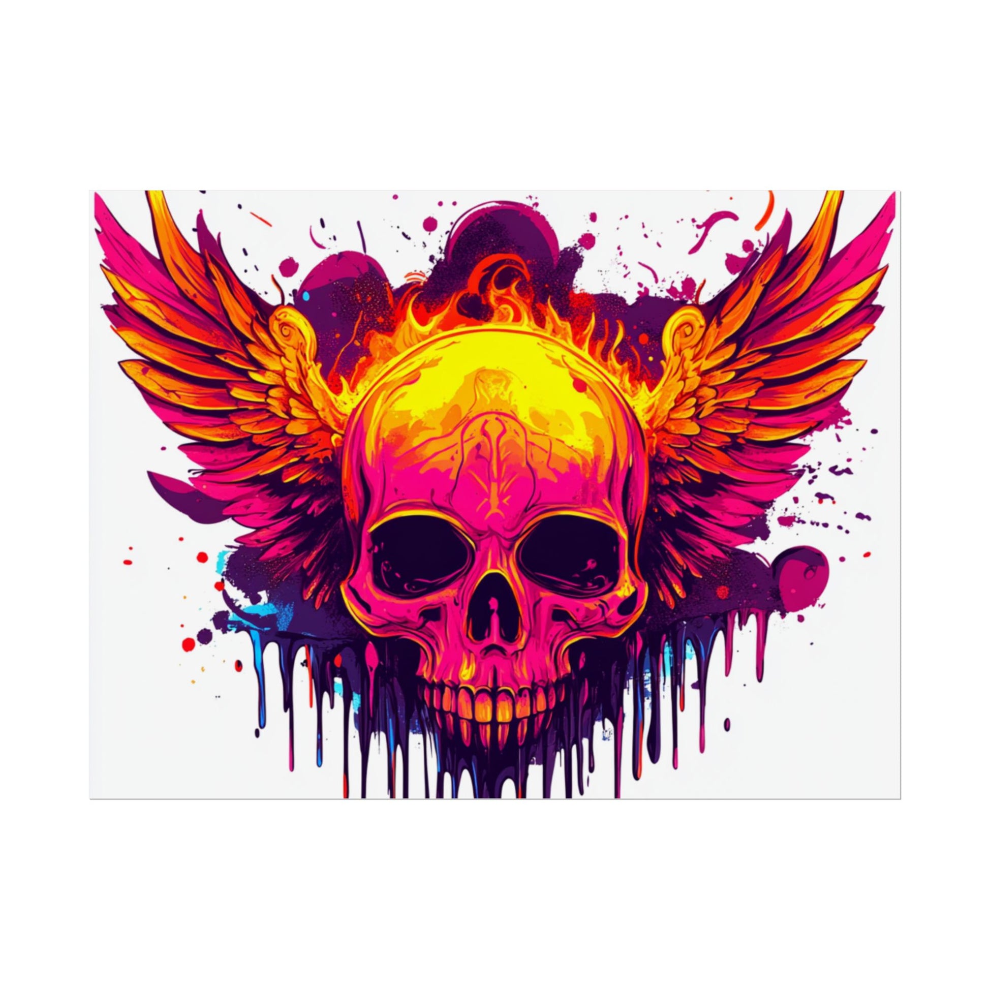 Vibrant Skull Art Print - Bohemian Home Decor, Wall Art, Gift for Rock Lovers, Festival Decor, Unique Artwork