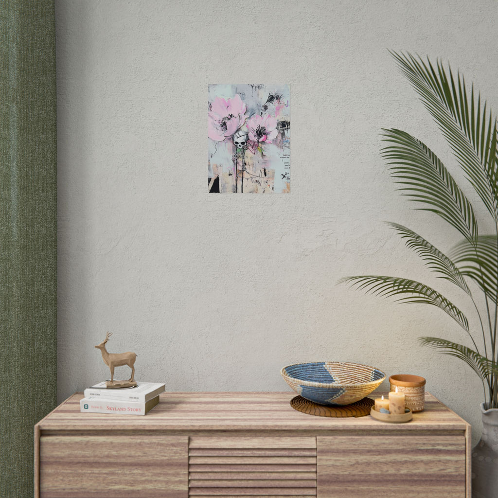Floral Skull Art Print, Home Decor, Wall Art, Living Room Decor, Gift for Her, Artistic Poster