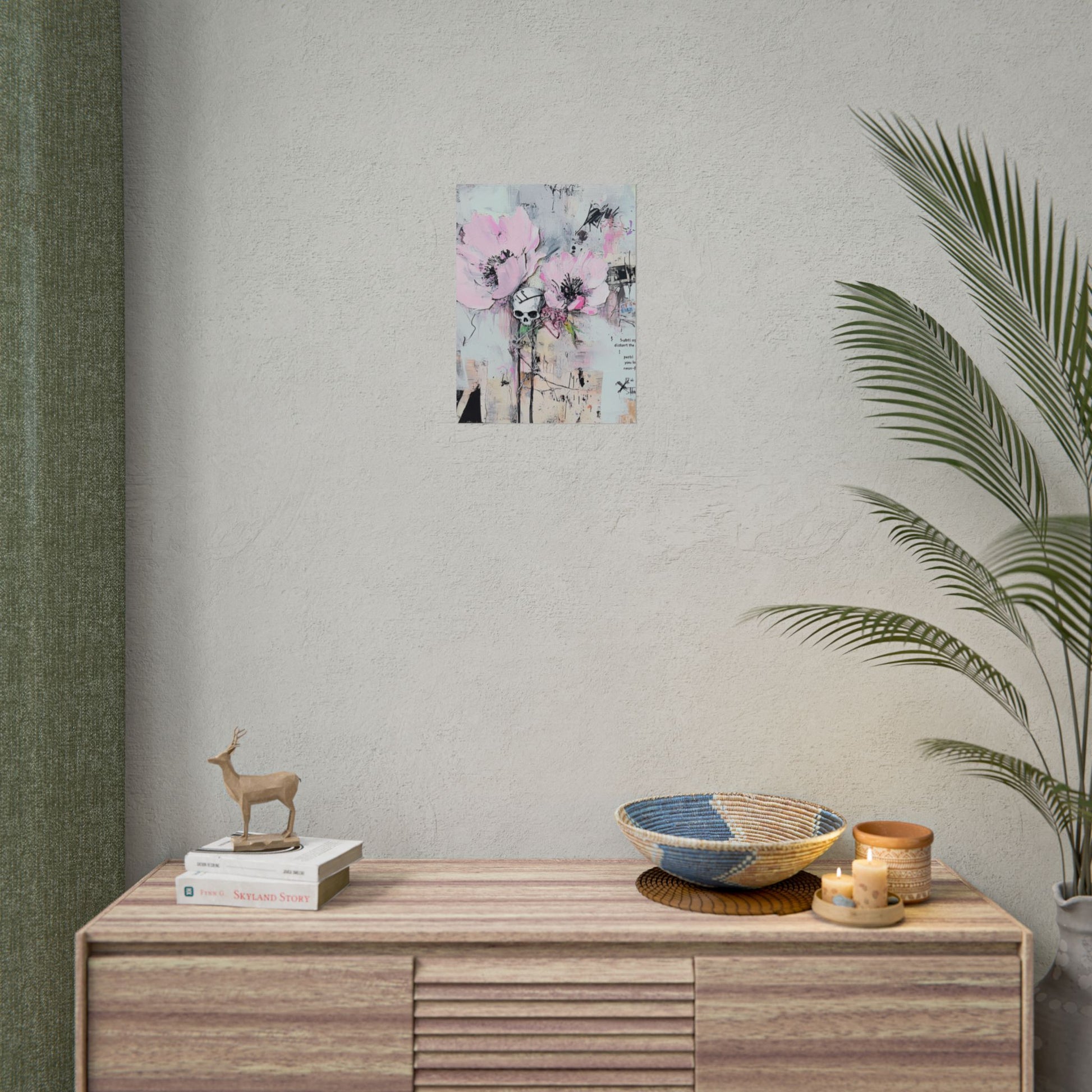 Floral Skull Art Print, Home Decor, Wall Art, Living Room Decor, Gift for Her, Artistic Poster