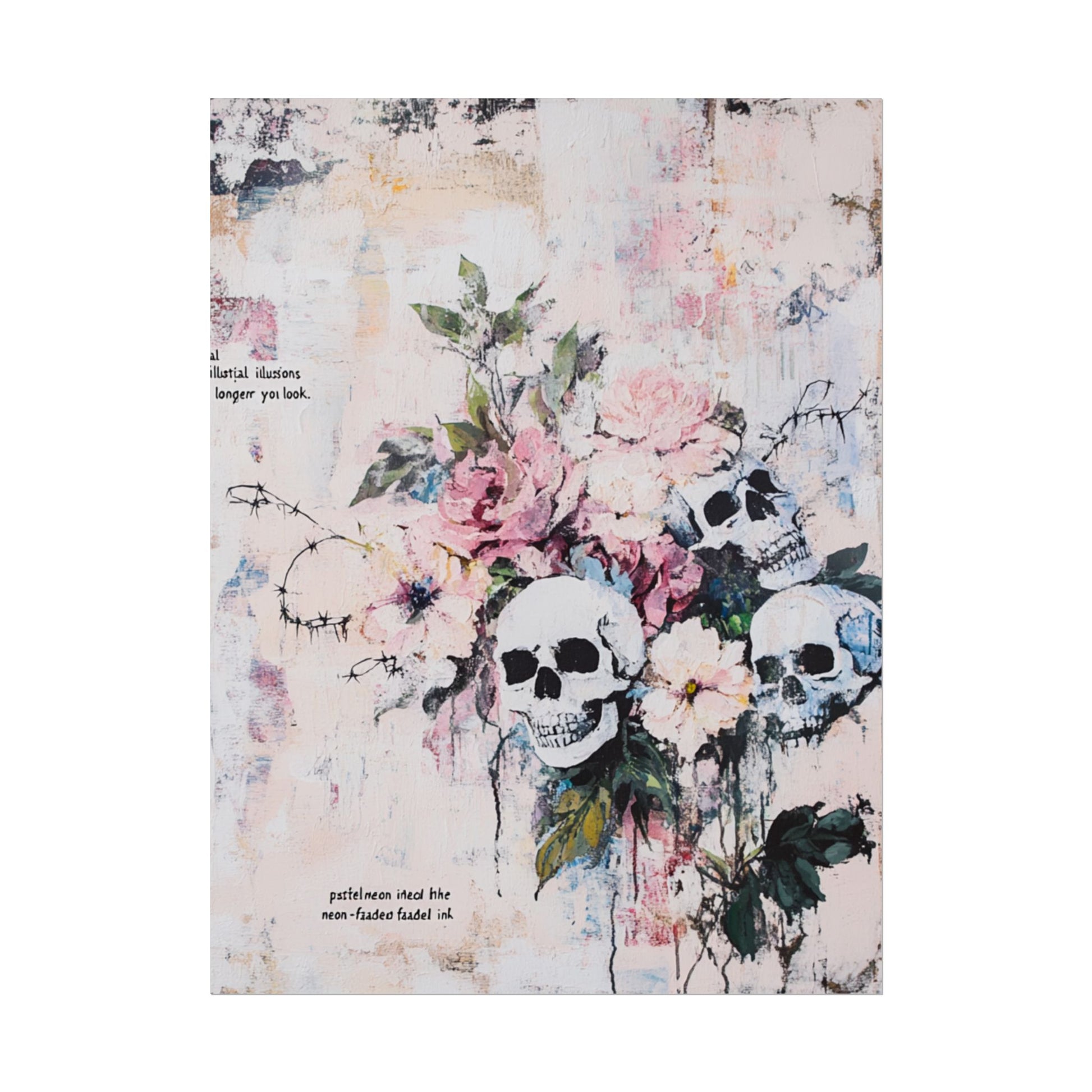 Floral Skull Art Poster, Vintage Wall Decor, Gothic Home Aesthetic, Unique Artwork, Boho Room Styling, Gift for Art Lovers