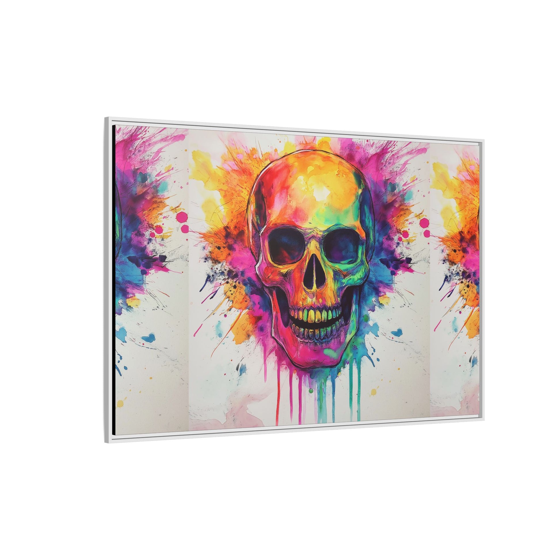 Colorful Skull Art Print - Matte Canvas Wall Decor, Framed Artwork, Vibrant Home Decor, Gothic Gift, Unique Wall Art
