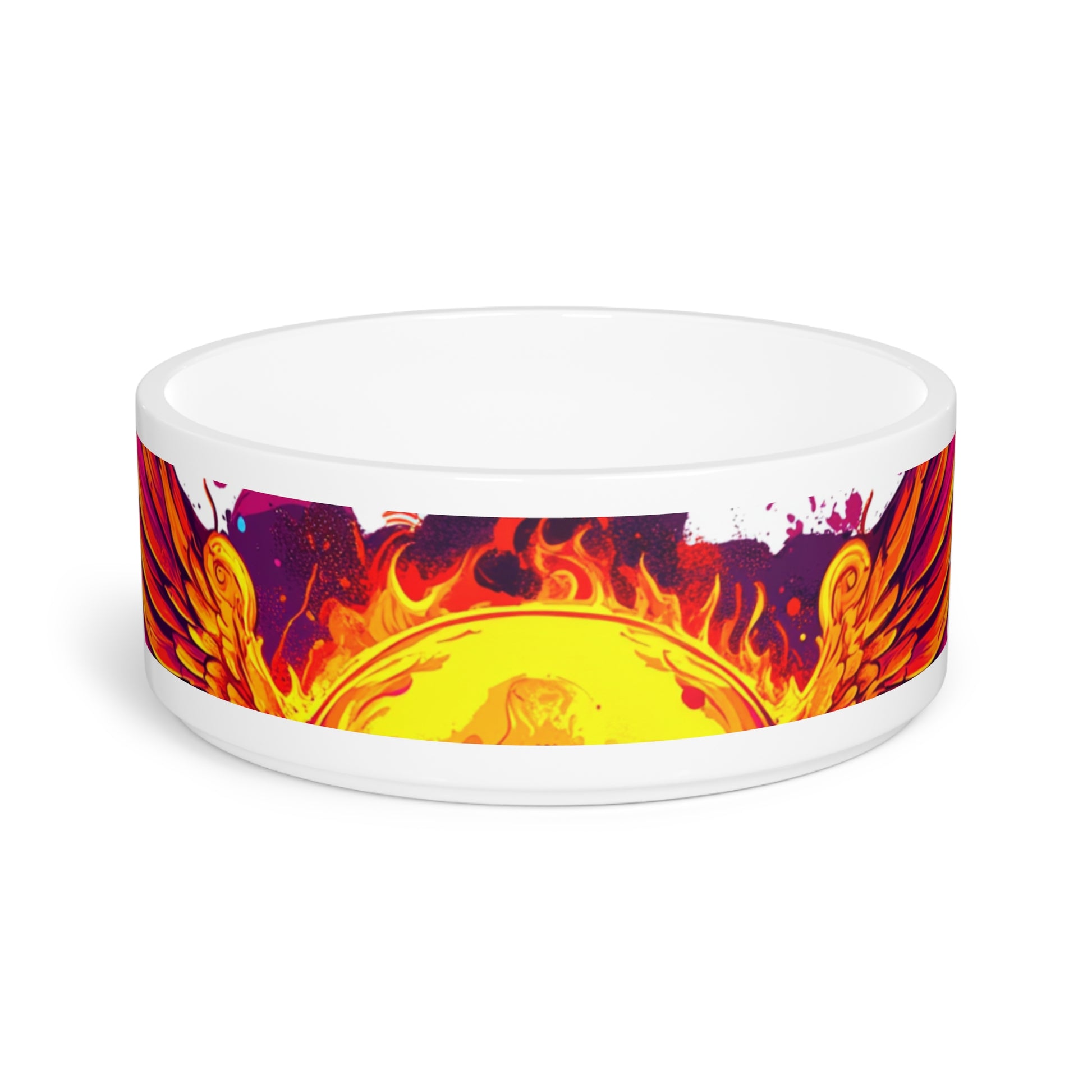 Fiery Phoenix Pet Bowl | Unique Dog Bowl, Cat Bowl, Custom Pet Dish for Pet Lovers, Decorative Feeding Bowl, Colorful Pet Accessories