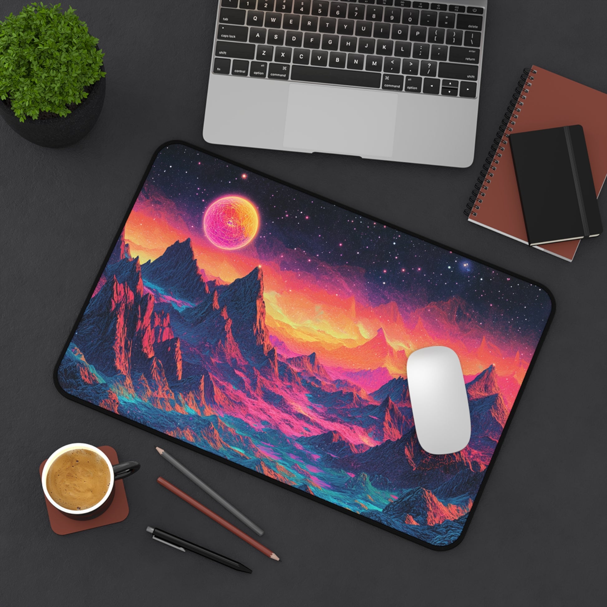 Vibrant Cosmic Desk Mat - Gaming or Office Use, Space Art Mouse Pad, Gift for Tech Lovers, Desk Decor, Unique Workstation Accessory