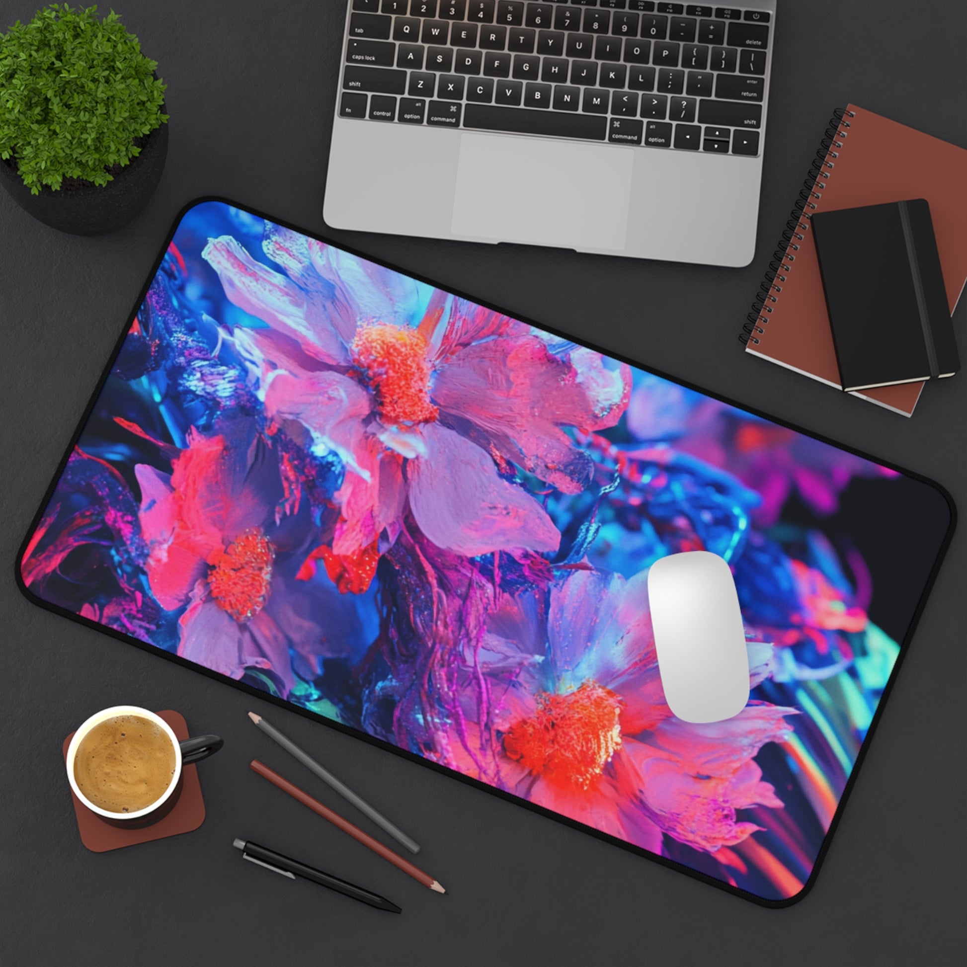 Vibrant Floral Desk Mat, Desk Organizer, Office Decor, Colorful Mouse Pad, Gift for Students, Home Office Essentials