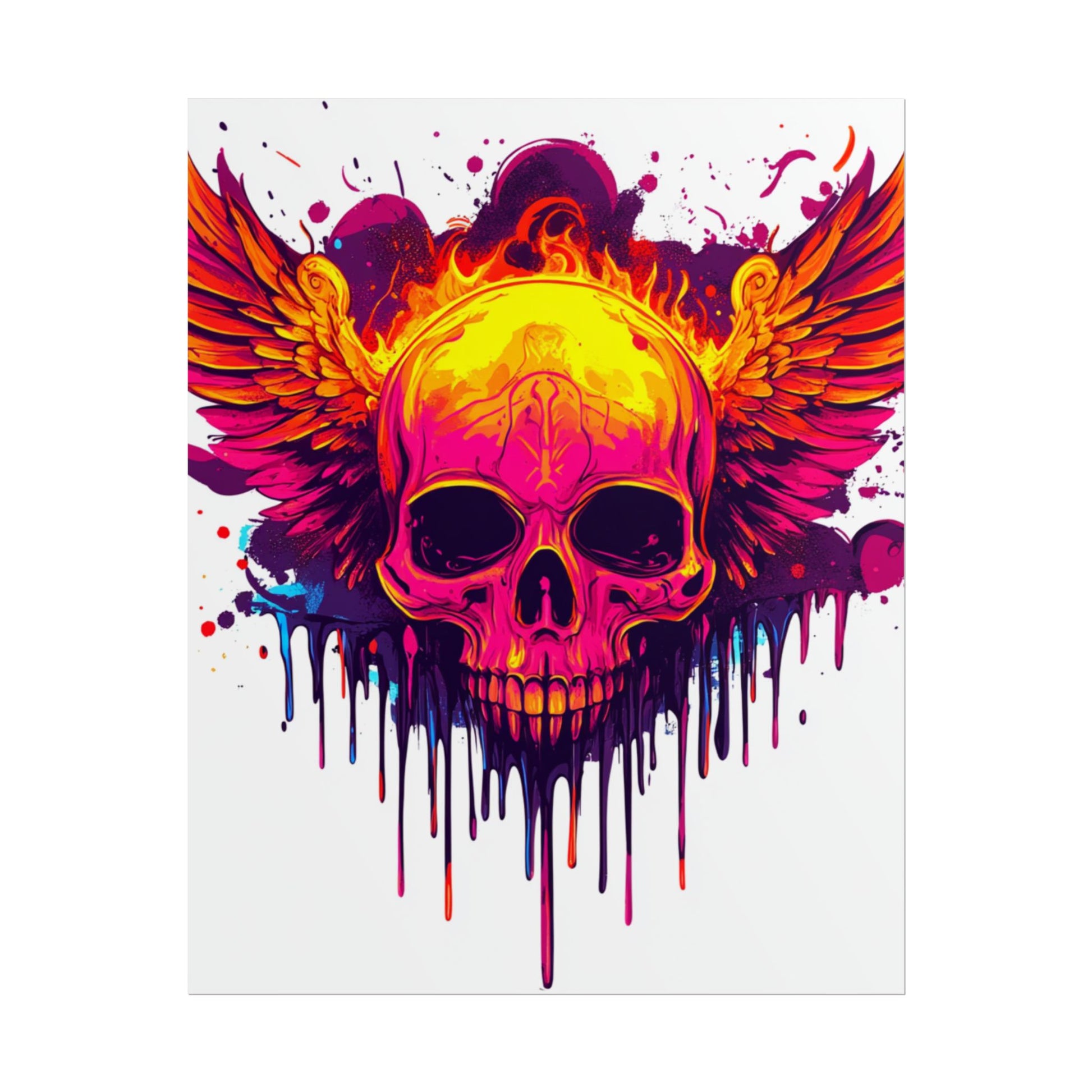 Vibrant Skull Art Print - Bohemian Home Decor, Wall Art, Gift for Rock Lovers, Festival Decor, Unique Artwork
