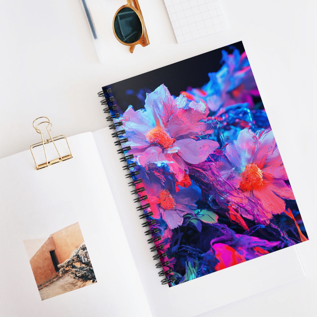 Vibrant Floral Spiral Notebook - Ruled Pages, Journal, Stationery, Gifts for Artists, Flower Lovers, Writing