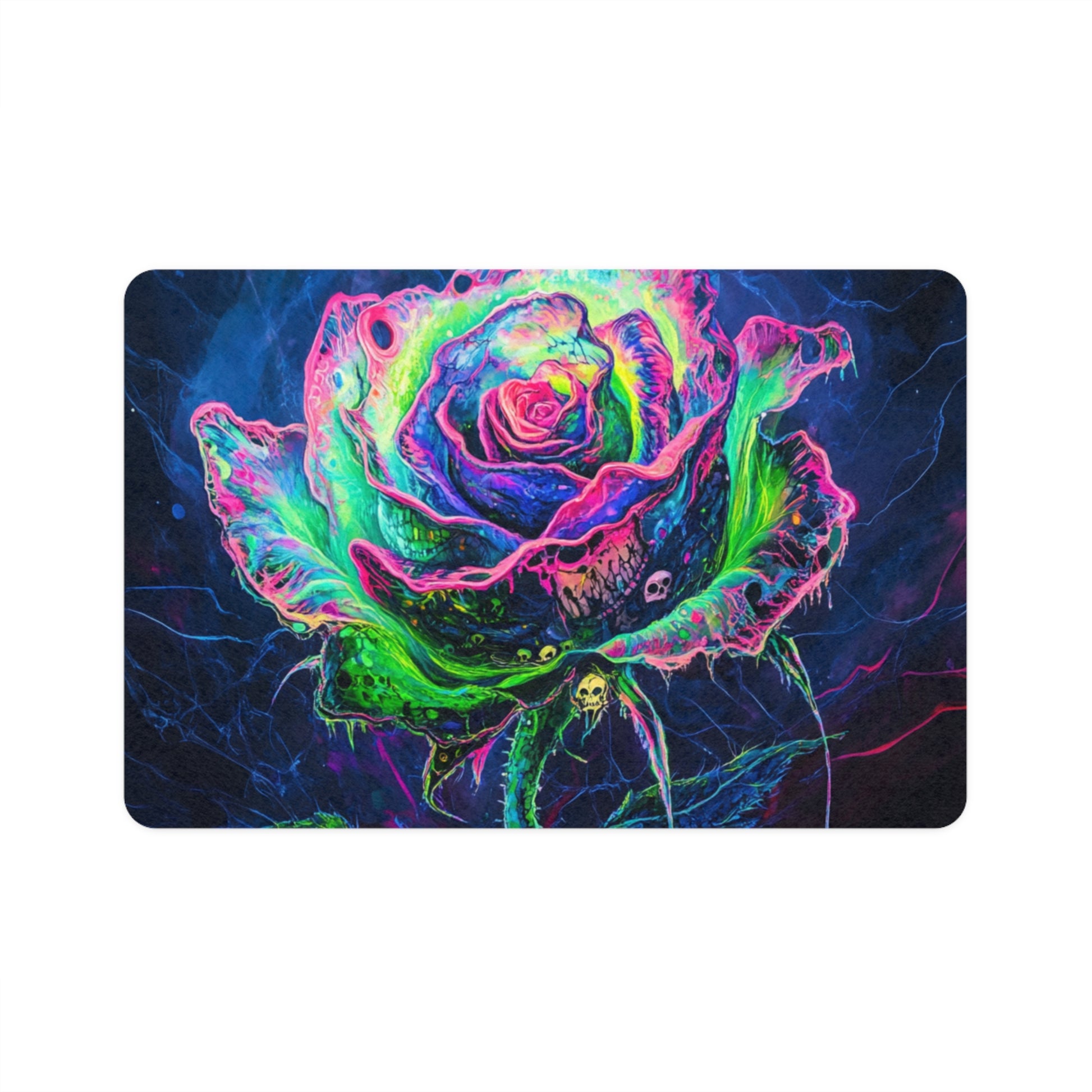 Colorful Floral Pet Food Mat with Non-Slip Base, Dog Dish Rug, Cat Bowl Placemat, Pet Dining Mat, Vibrant Animal Decor