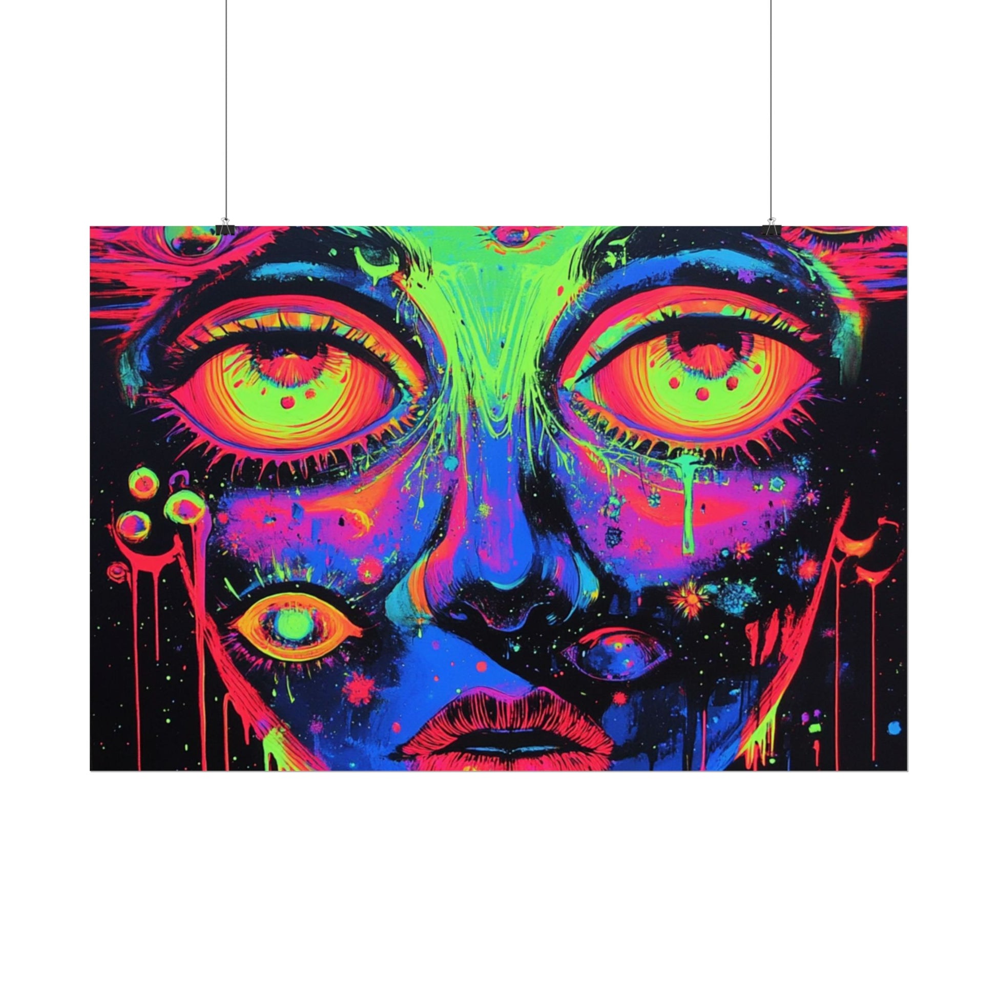 Vibrant Neon Art Poster, Psychedelic Wall Decor, Colorful Home Accent, Unique Gift for Art Lovers, Festival Decor, Boho Wall Art