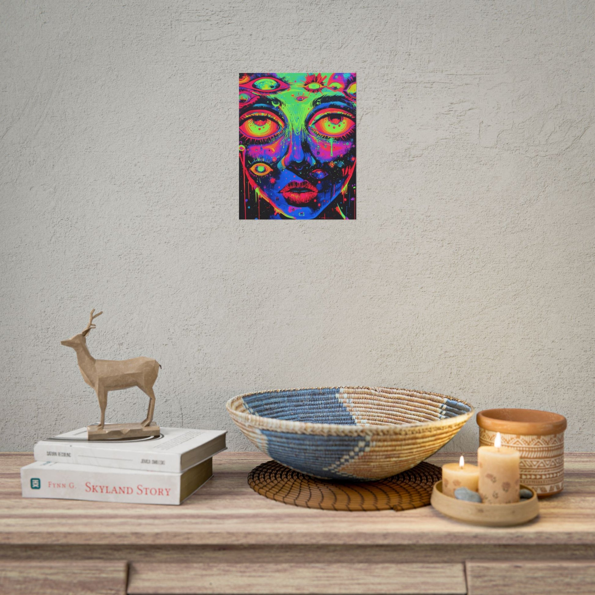 Vibrant Neon Art Poster, Psychedelic Wall Decor, Colorful Home Accent, Unique Gift for Art Lovers, Festival Decor, Boho Wall Art