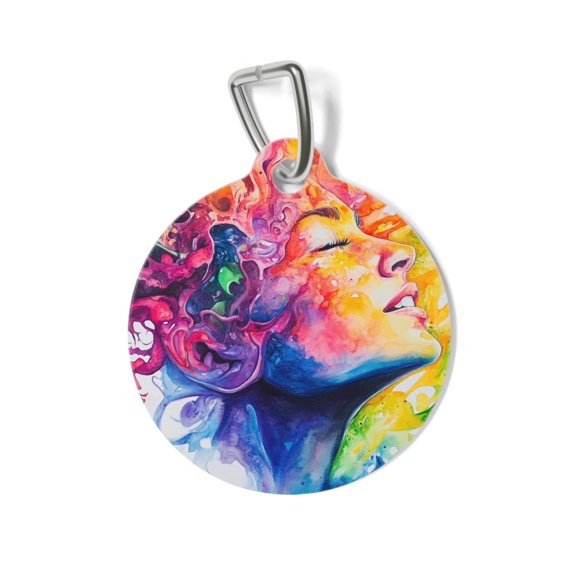 Colorful Pet Tag with Artistic Design, Customizable Pet ID Tag, Vibrant Dog Tag, Unique Cat Collar Tag, Perfect Gift for Pet Lovers