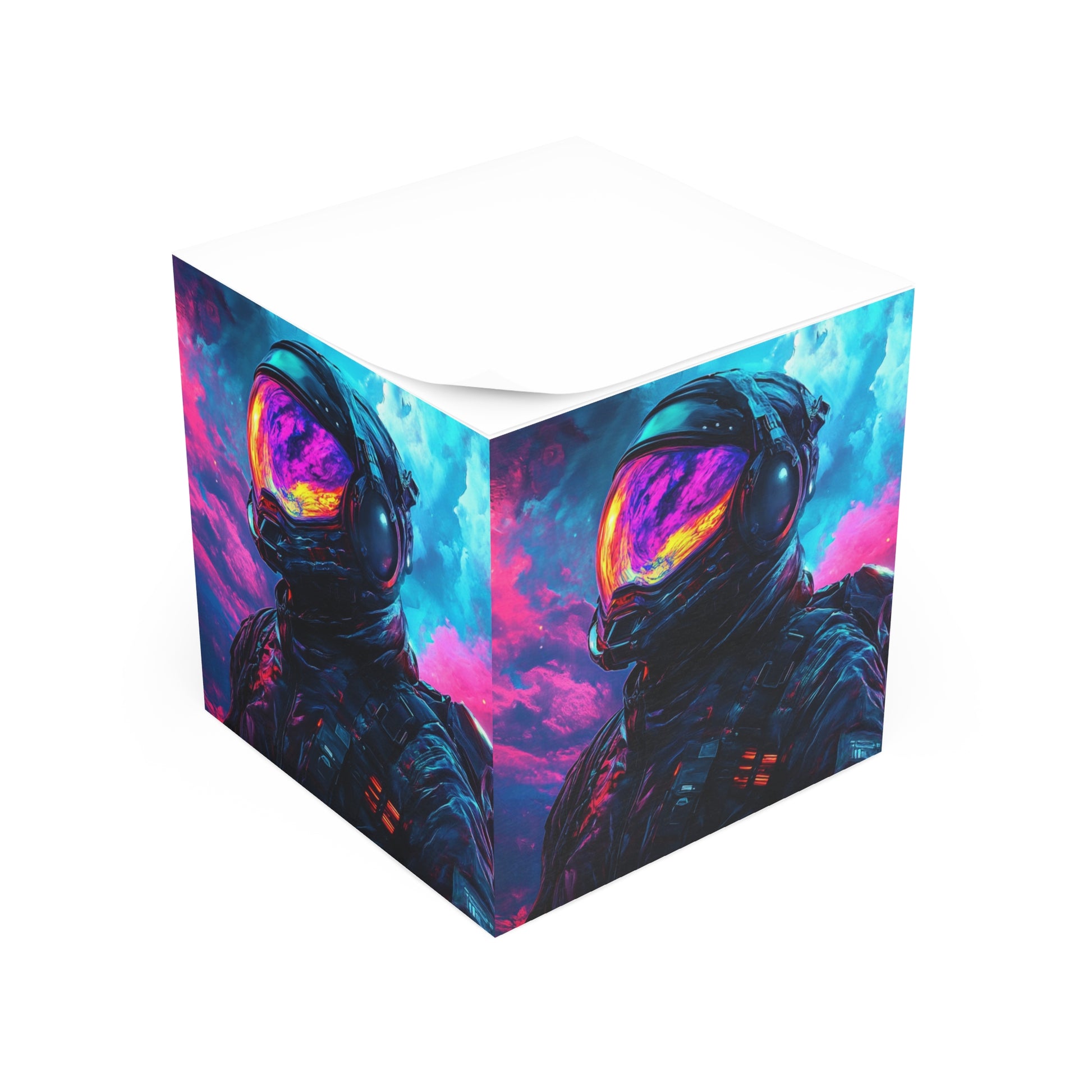 Cosmic Astronaut Note Cube, Galaxy-Themed Desk Organizer, Space Lover's Gift, Unique Sticky Note Holder, Inspirational Office Decor