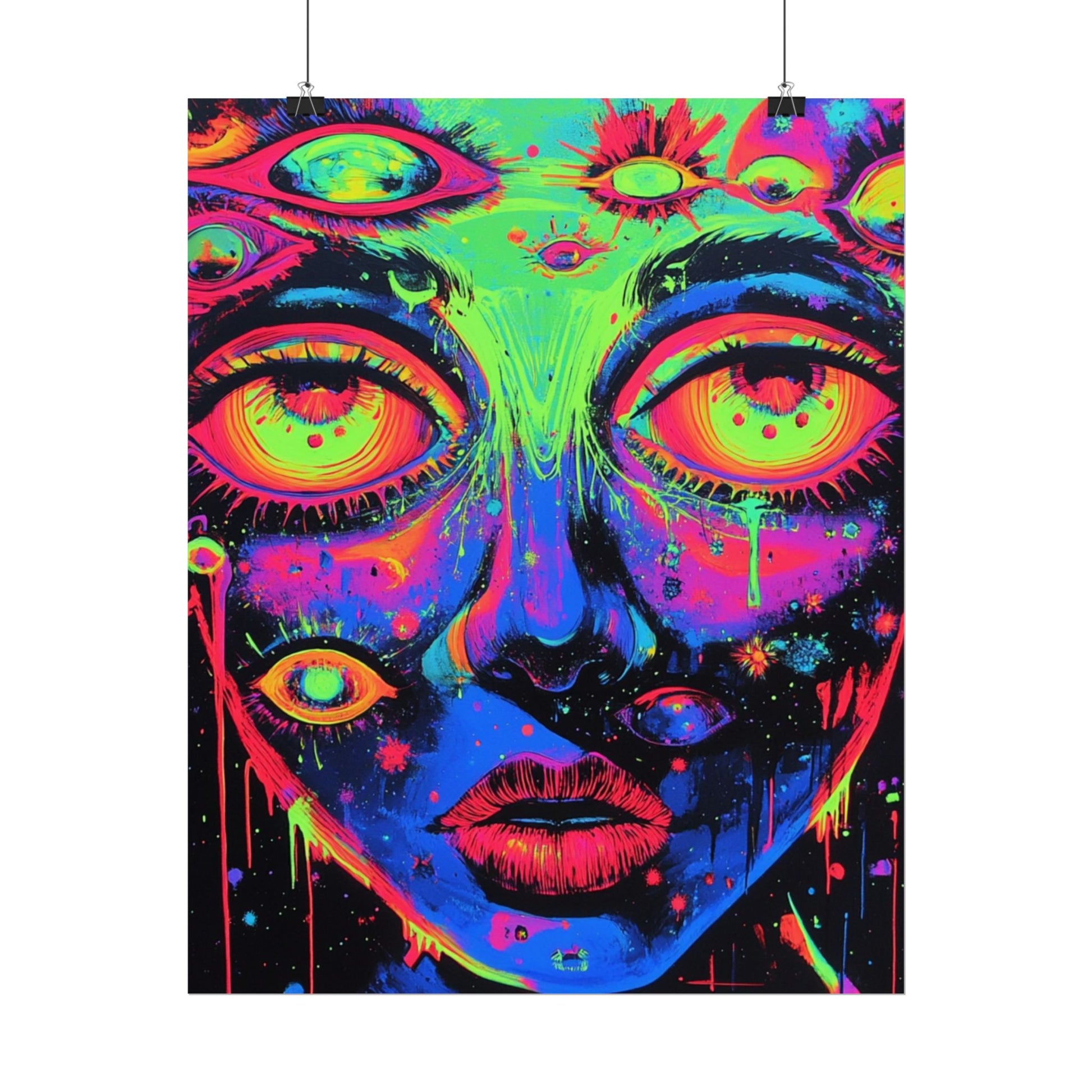 Vibrant Neon Art Poster, Psychedelic Wall Decor, Colorful Home Accent, Unique Gift for Art Lovers, Festival Decor, Boho Wall Art