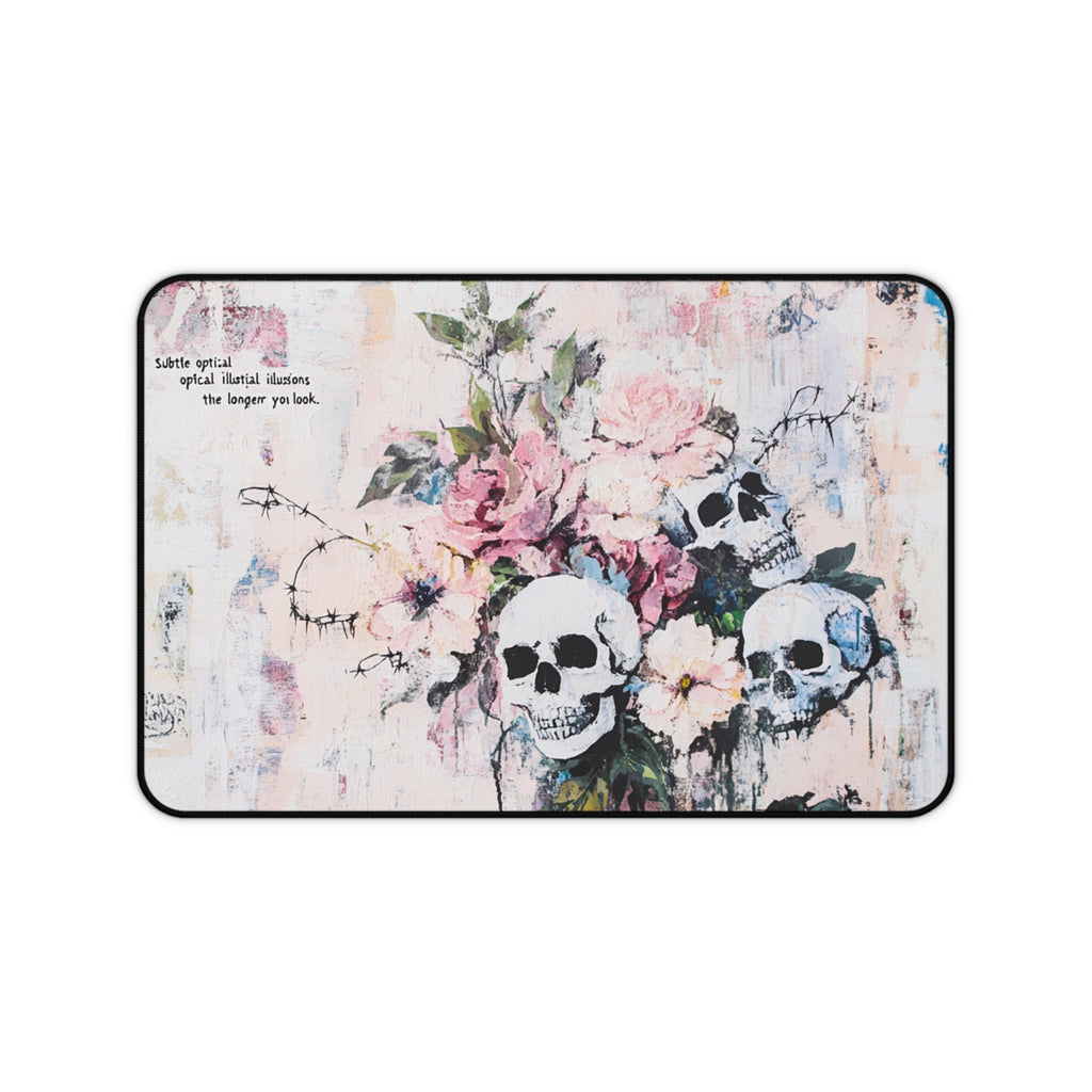 Elegant Floral Skull Desk Mat, Stylish Office Decor, Unique Mouse Pad, Gamer's Essential, Gift for Halloween, Home Office Accessory