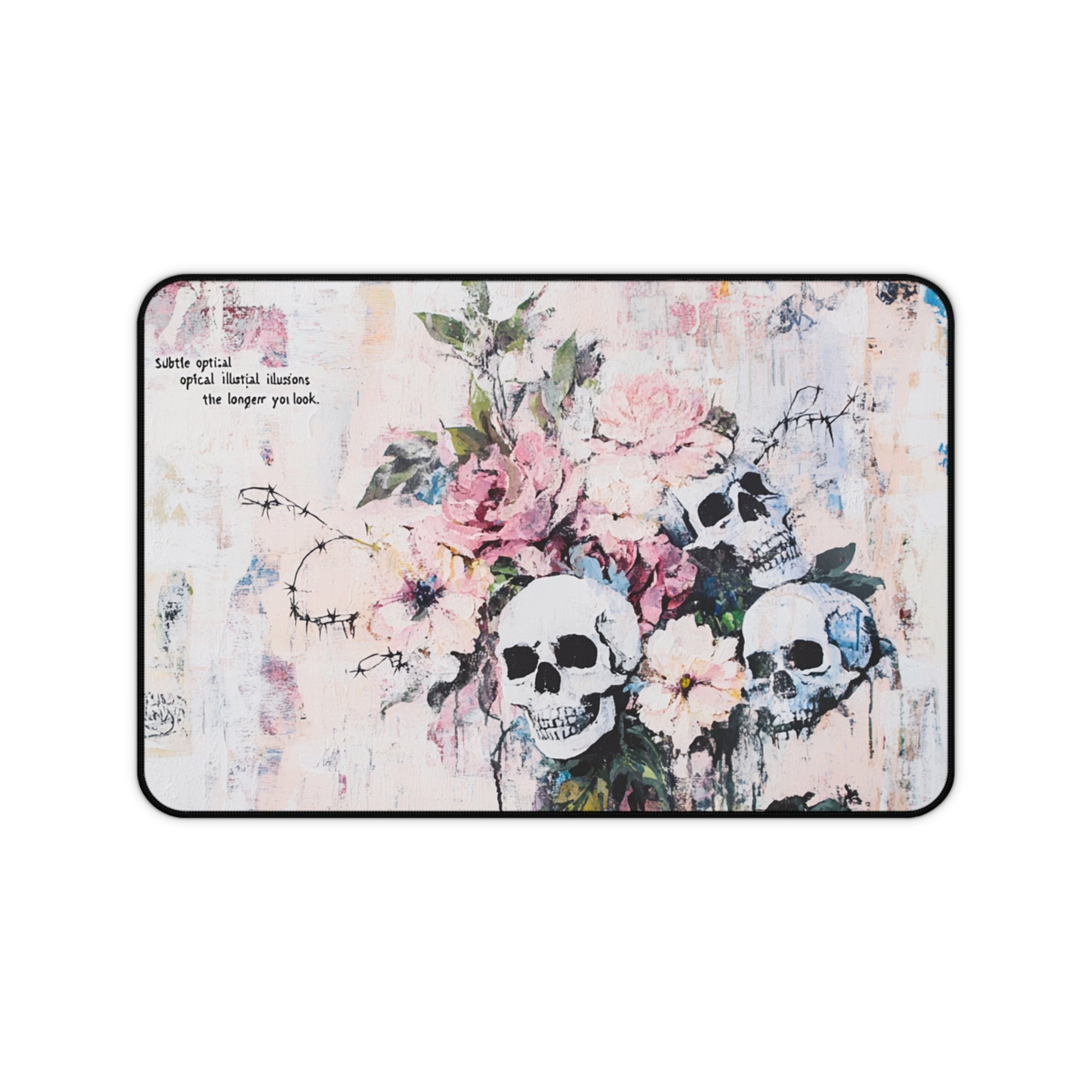 Elegant Floral Skull Desk Mat, Stylish Office Decor, Unique Mouse Pad, Gamer's Essential, Gift for Halloween, Home Office Accessory