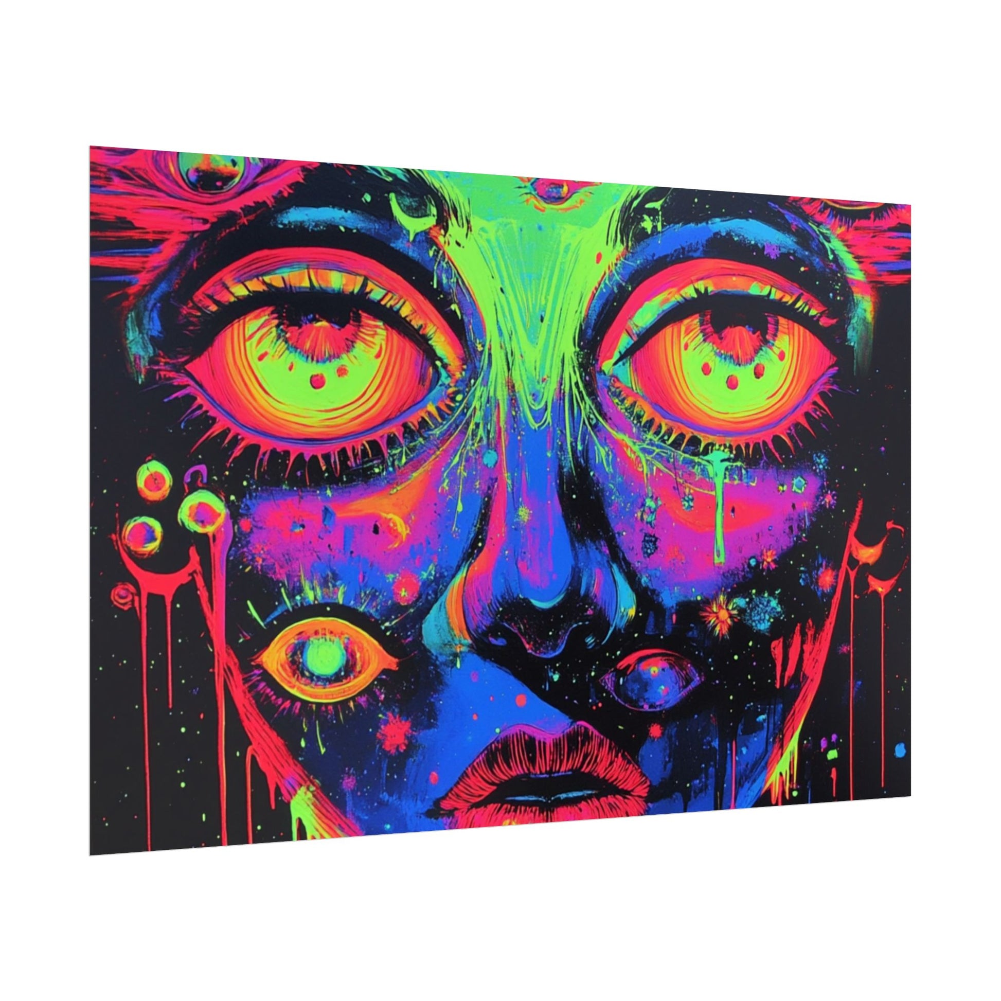 Vibrant Neon Art Poster, Psychedelic Wall Decor, Colorful Home Accent, Unique Gift for Art Lovers, Festival Decor, Boho Wall Art